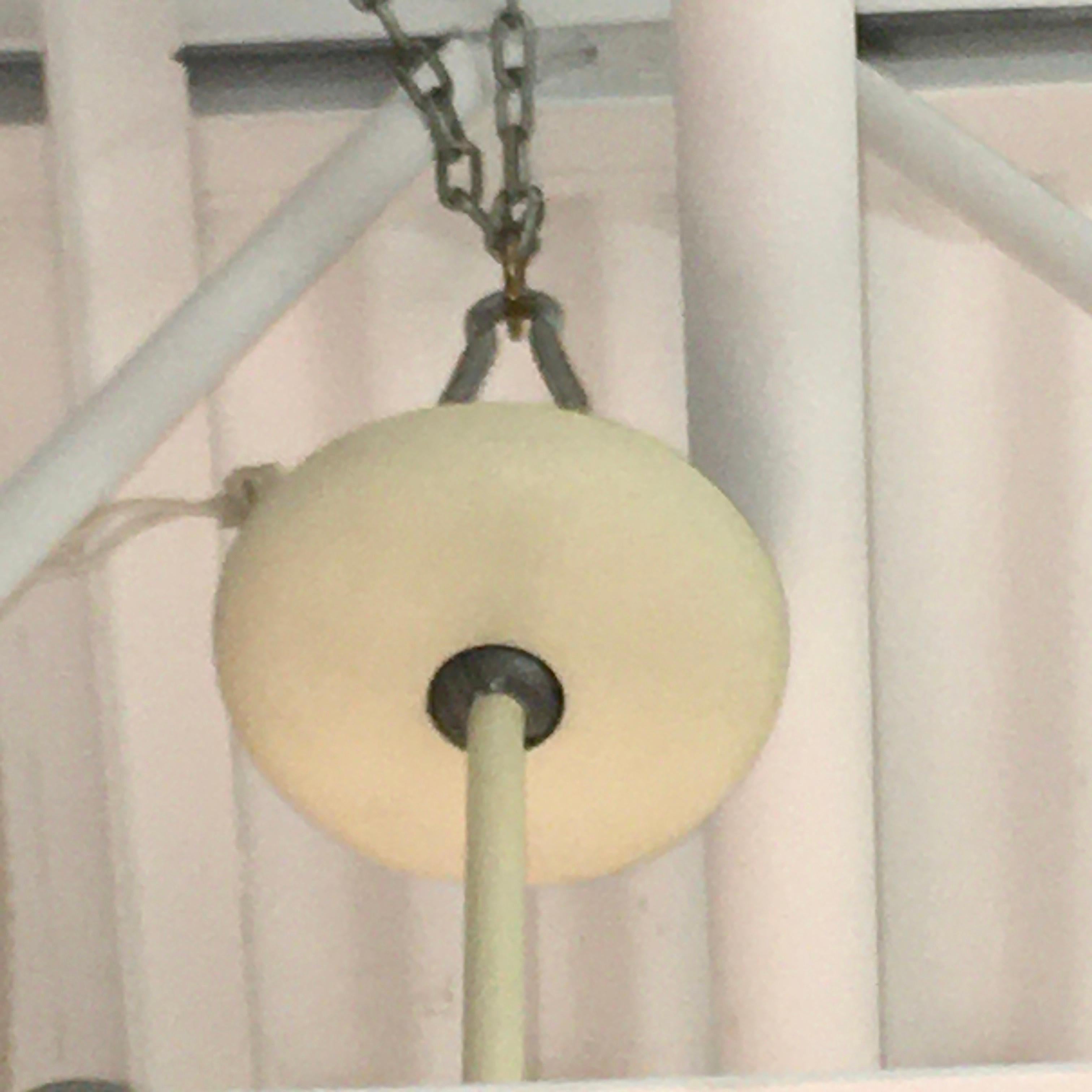 Prescolite Polished Opal Glass Pendants In Good Condition In Hanover, MA