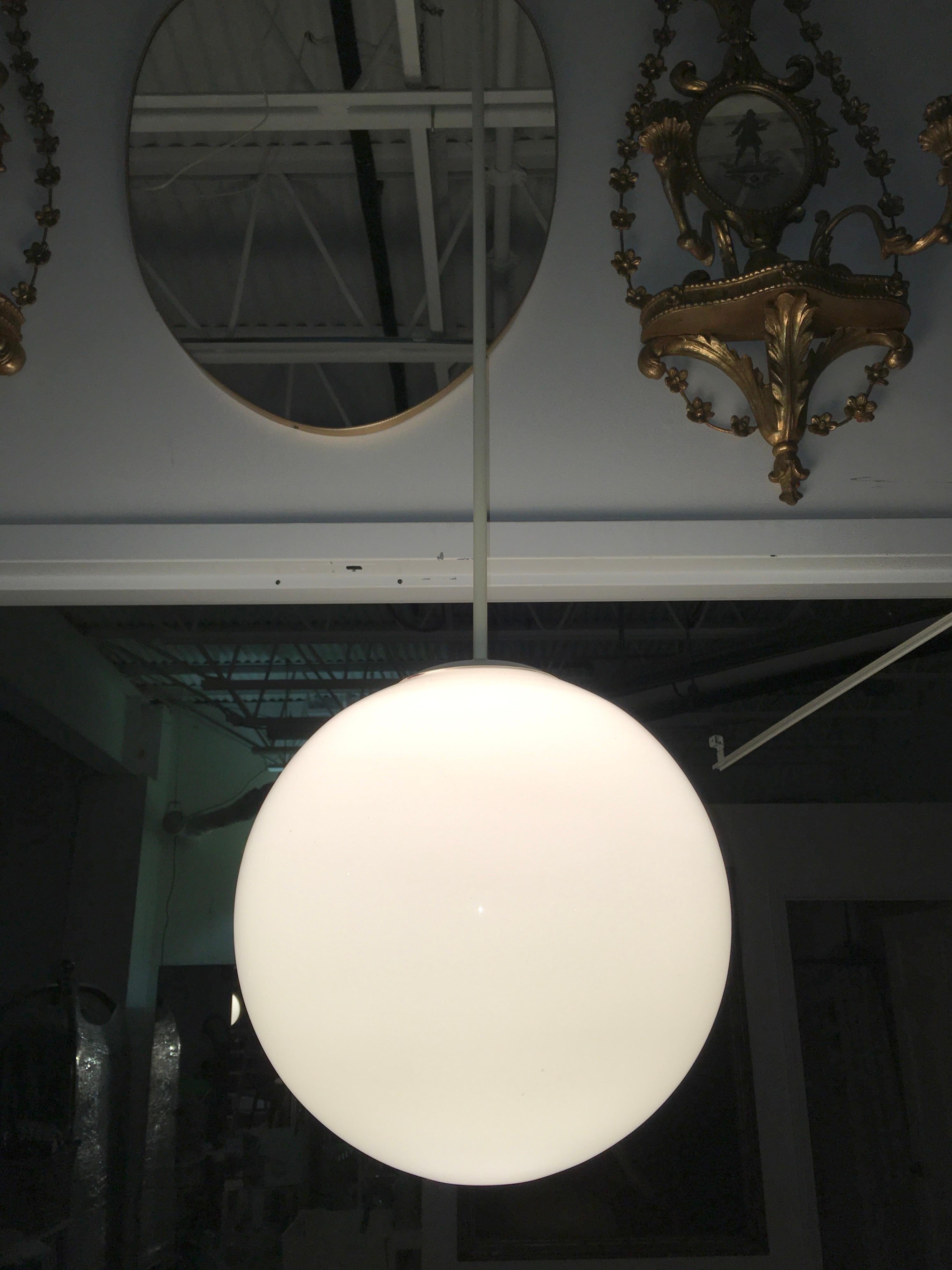 Late 20th Century Prescolite Polished Opal Glass Pendants
