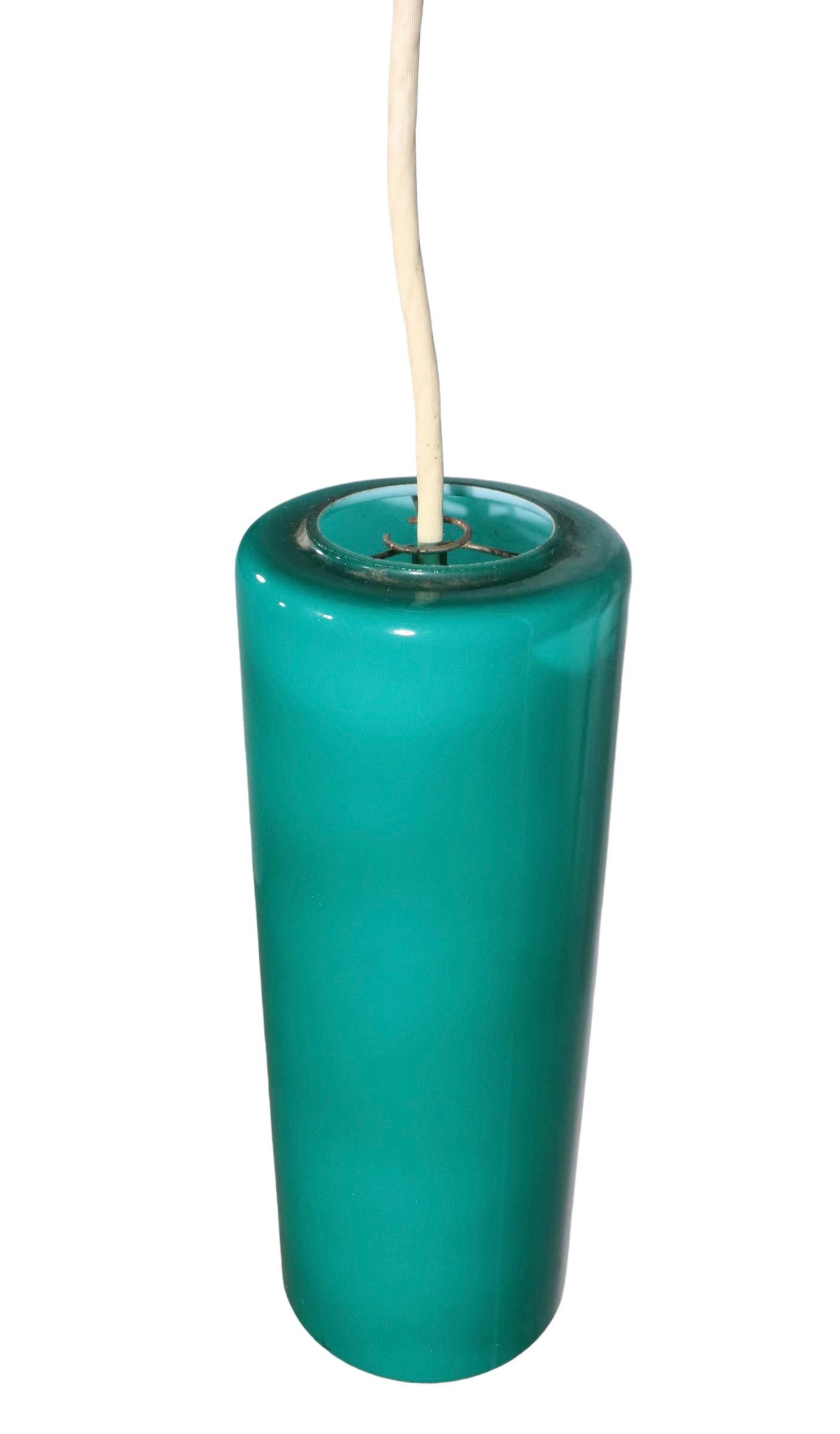 Prescolit-Zylinder-Kronleuchter aus grünem Glas, ca. 1950 - 1970er Jahre im Angebot 7
