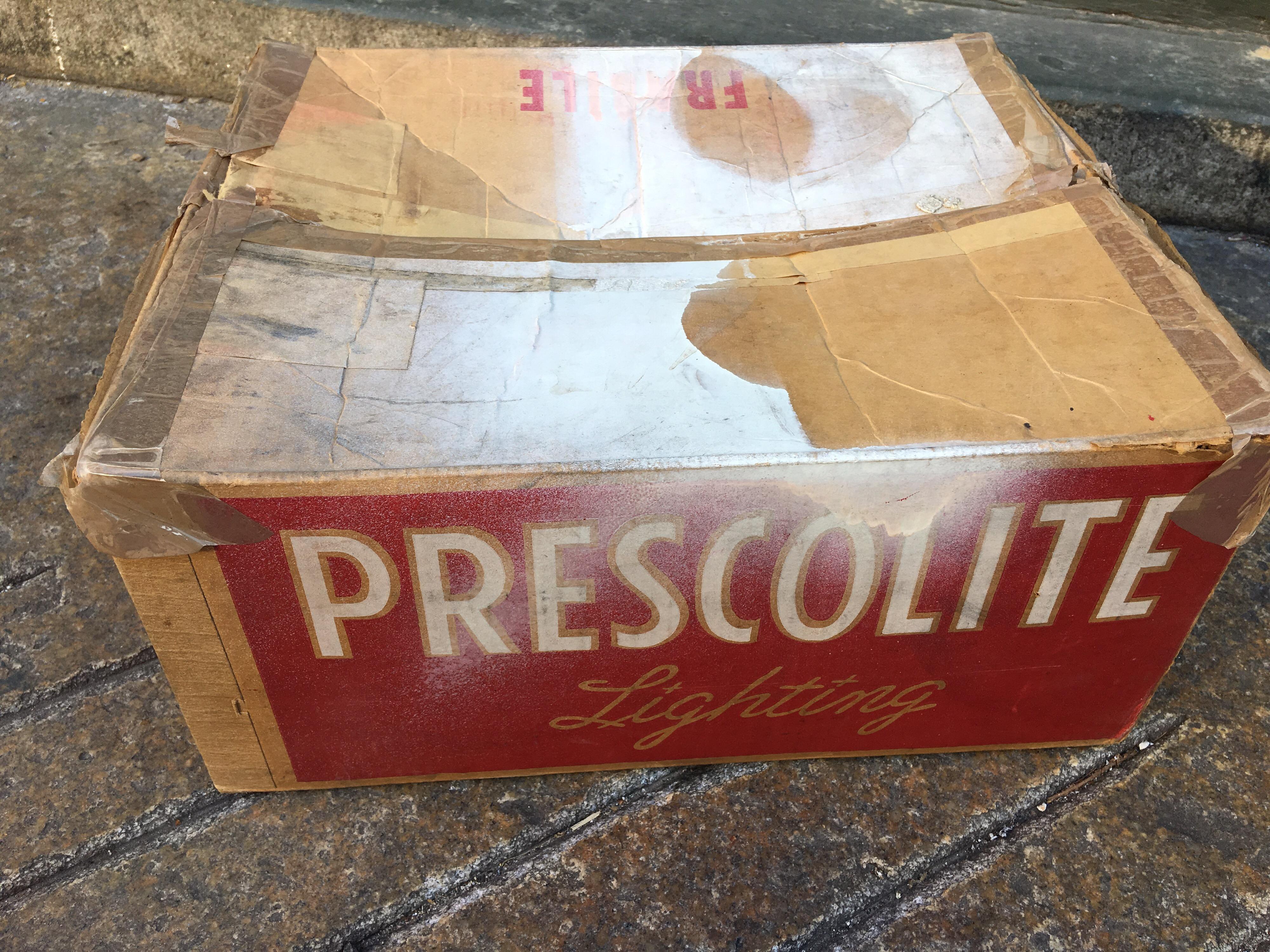 Mid-Century Modern Prescolite exit sign  New Old Stock with box!