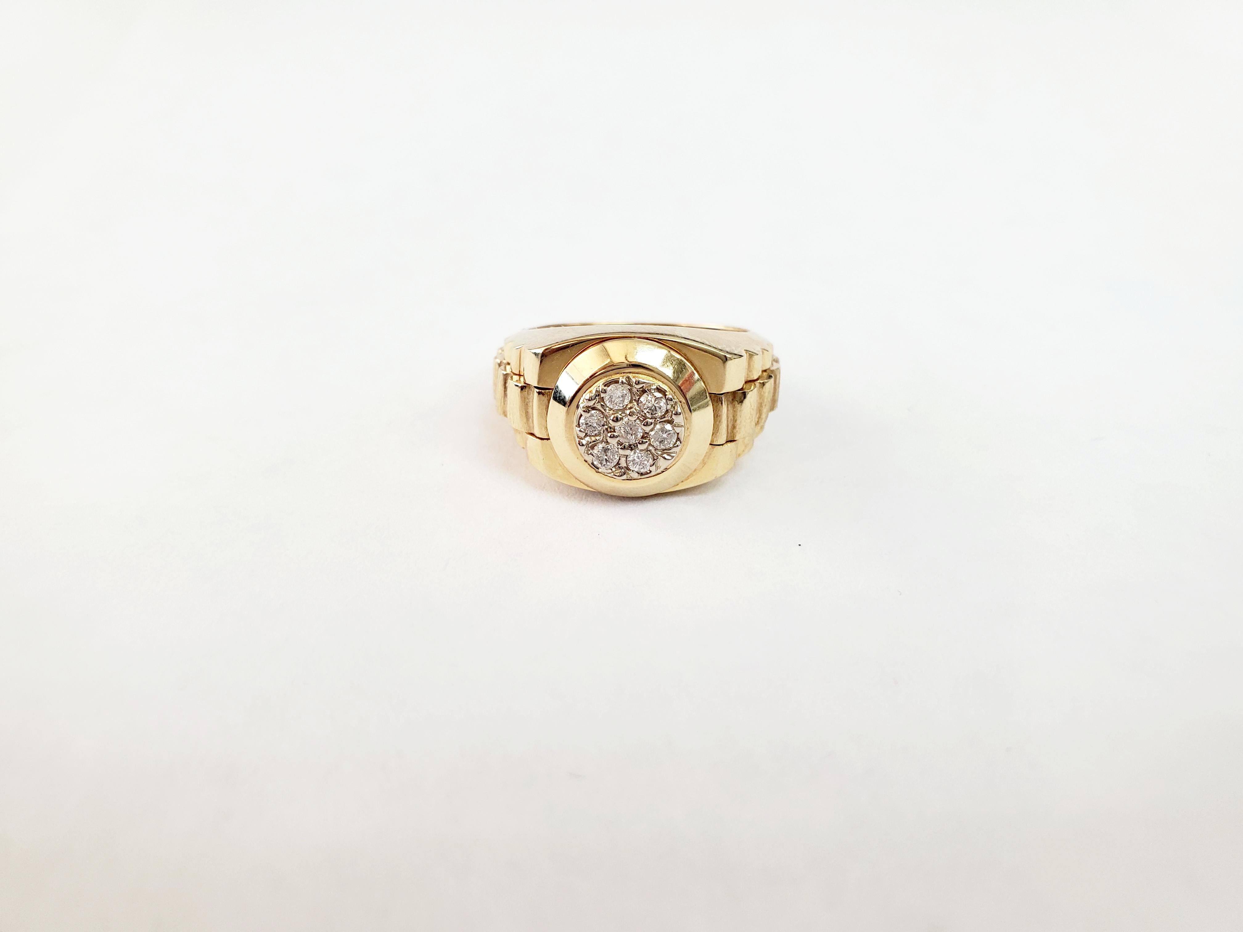 Taille ronde Bague en or jaune 14k à diamant de style presdientiel .38cttw en vente