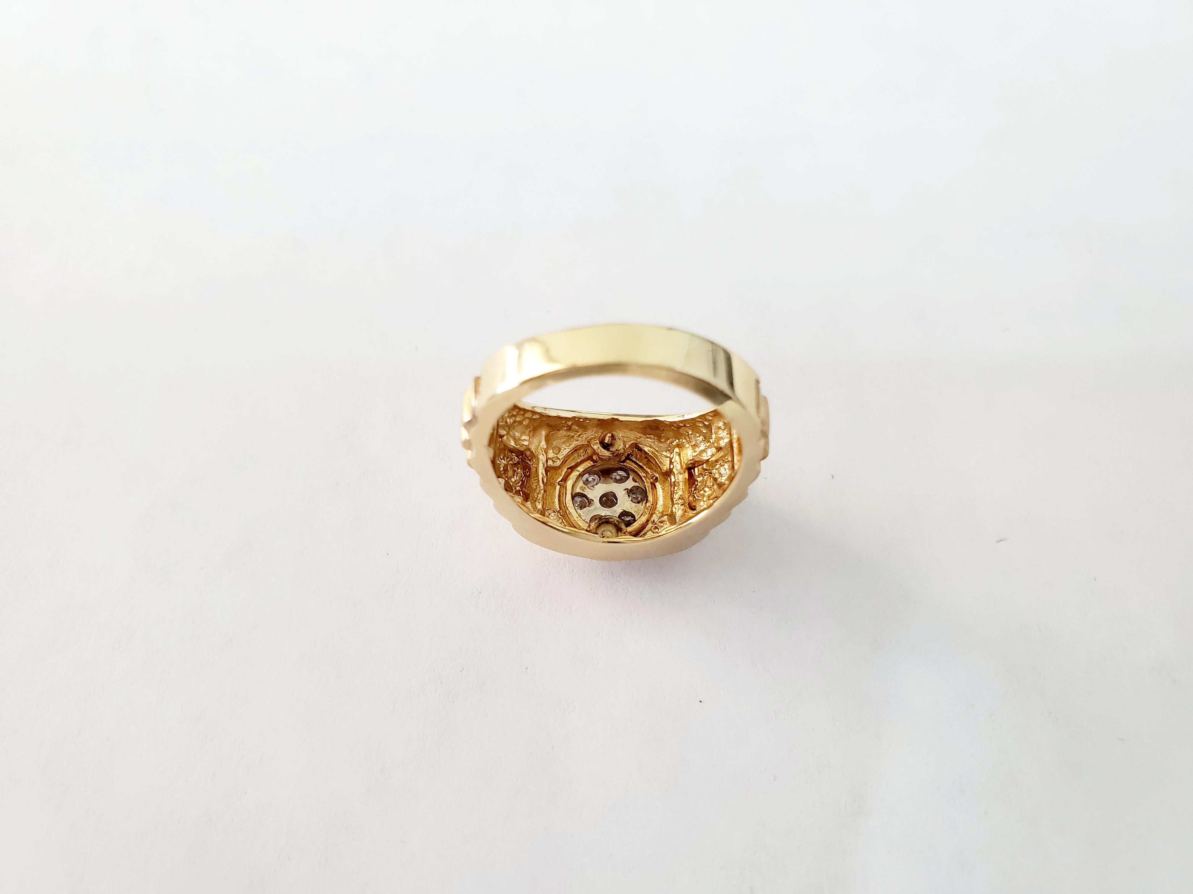 Bague en or jaune 14k à diamant de style presdientiel .38cttw Unisexe en vente