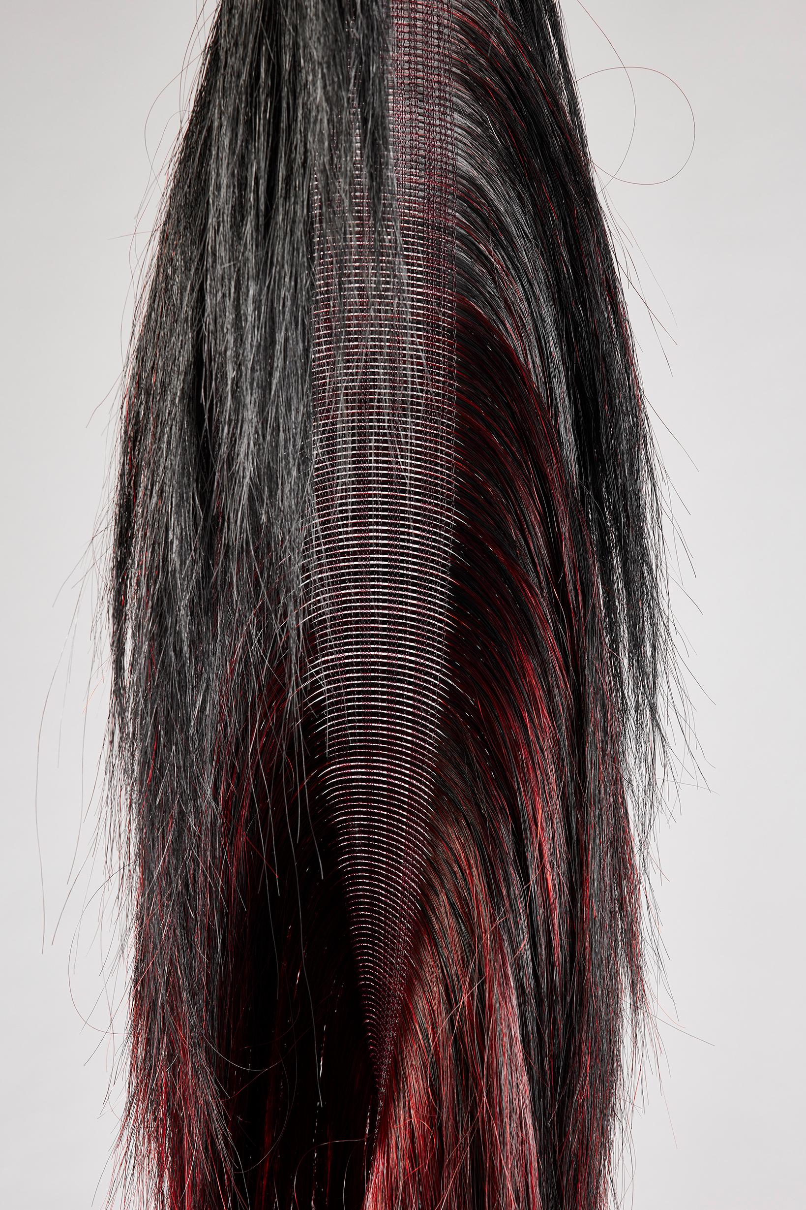 European Présence Black Rubis, Horsehair and Nylon sculpture by Ulrika Lljedahl For Sale