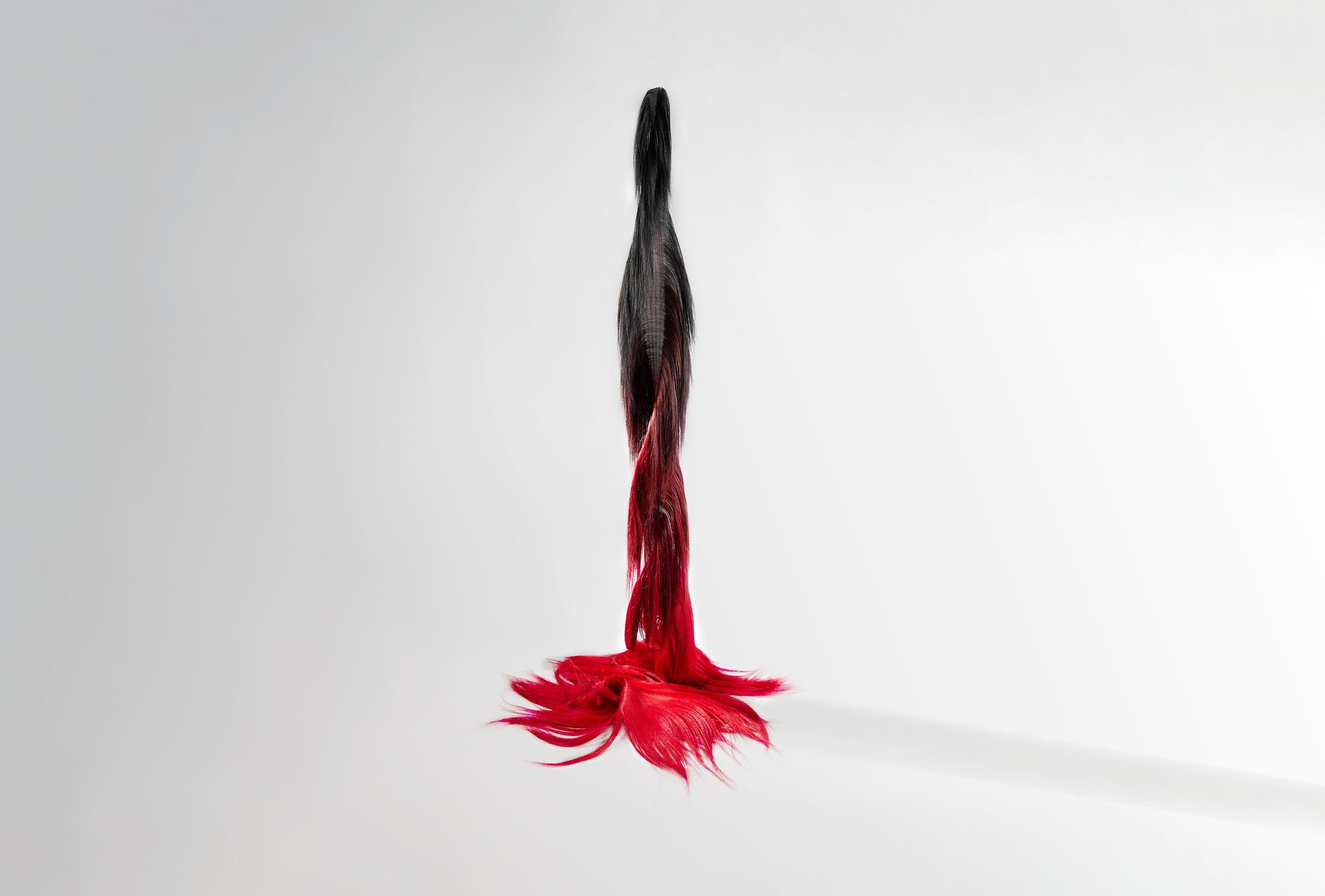 Contemporary Présence Black Rubis, Horsehair and Nylon sculpture by Ulrika Lljedahl For Sale