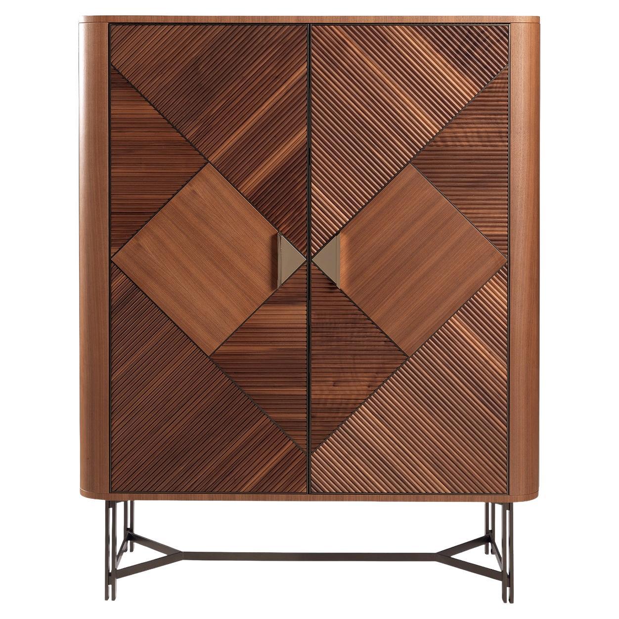 Presence Walnut With Drawers and Shelves Cabinet