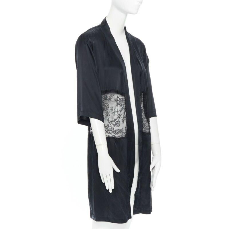 PRESENT LONDON Kurzes Kleid aus schwarzer 100 % geblümter Seide mit Spitze UK8 Damen im Angebot