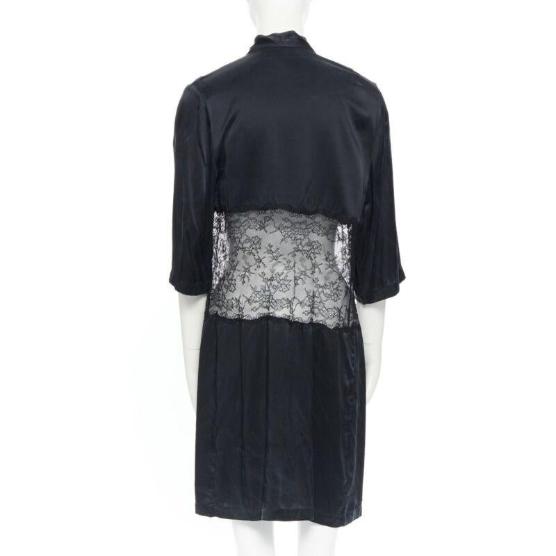 PRESENT LONDON Kurzes Kleid aus schwarzer 100 % geblümter Seide mit Spitze UK8 im Angebot 2