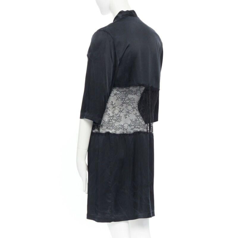 PRESENT LONDON Kurzes Kleid aus schwarzer 100 % geblümter Seide mit Spitze UK8 im Angebot 3