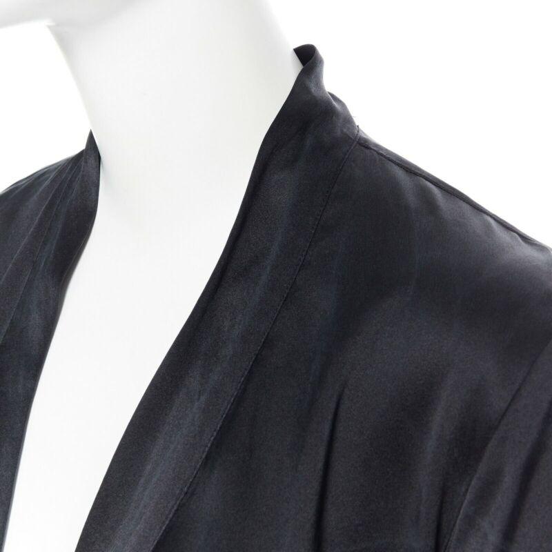 PRESENT LONDON black 100% silk floral lace panel lingerie short kimono robe UK8 For Sale 4