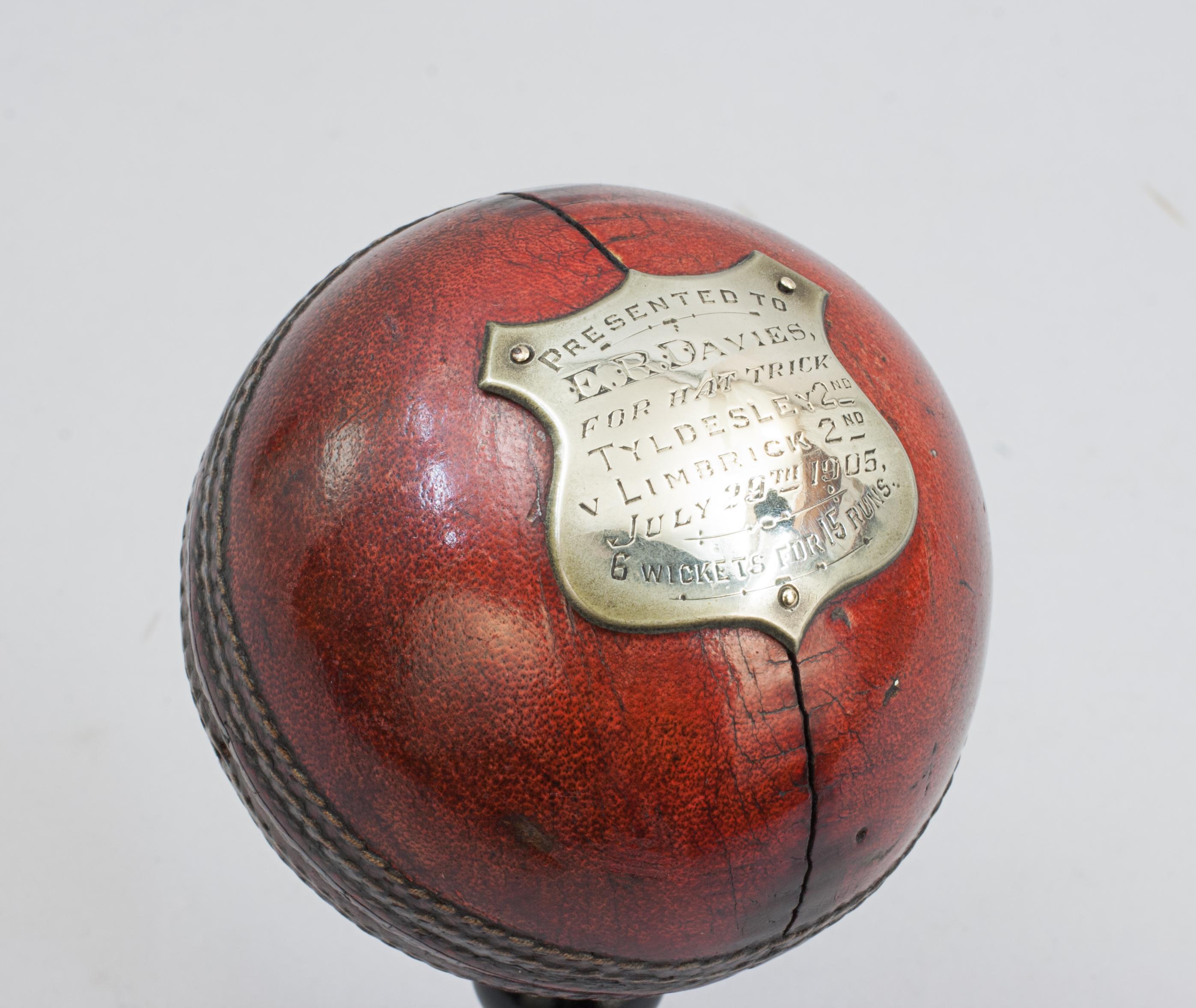 Argent Presentation Cricket Ball, 29 juillet 1905 en vente