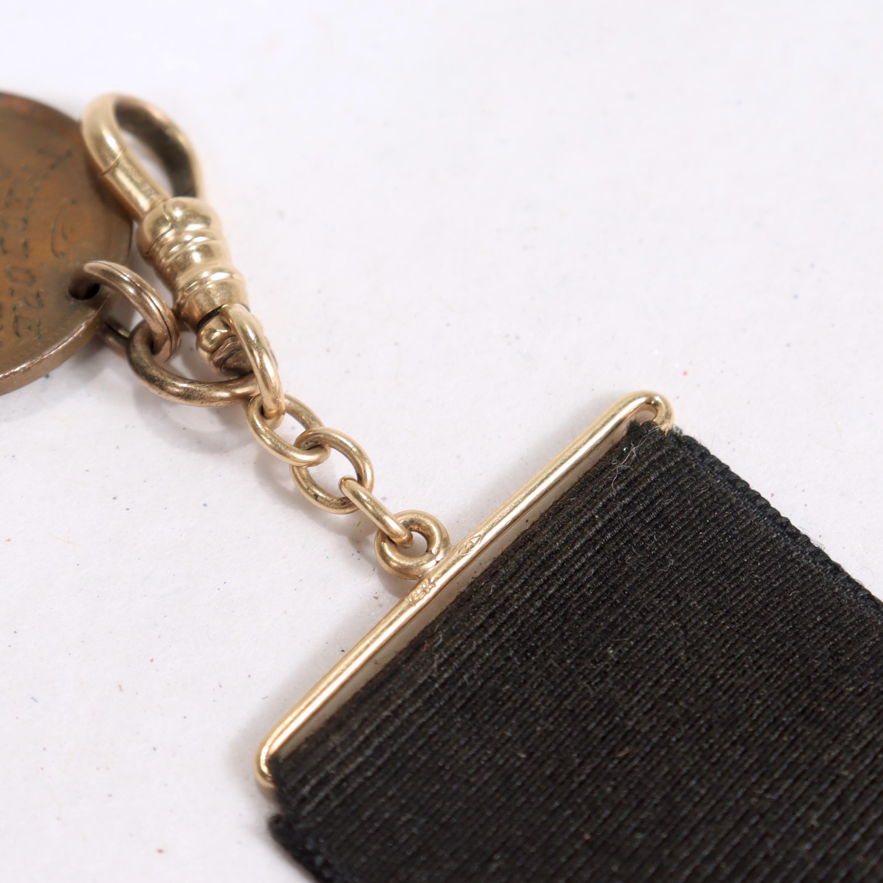 Presentation Indian Penny / Gold Quartz Watch Fob from President Teddy Roosevelt For Sale 1
