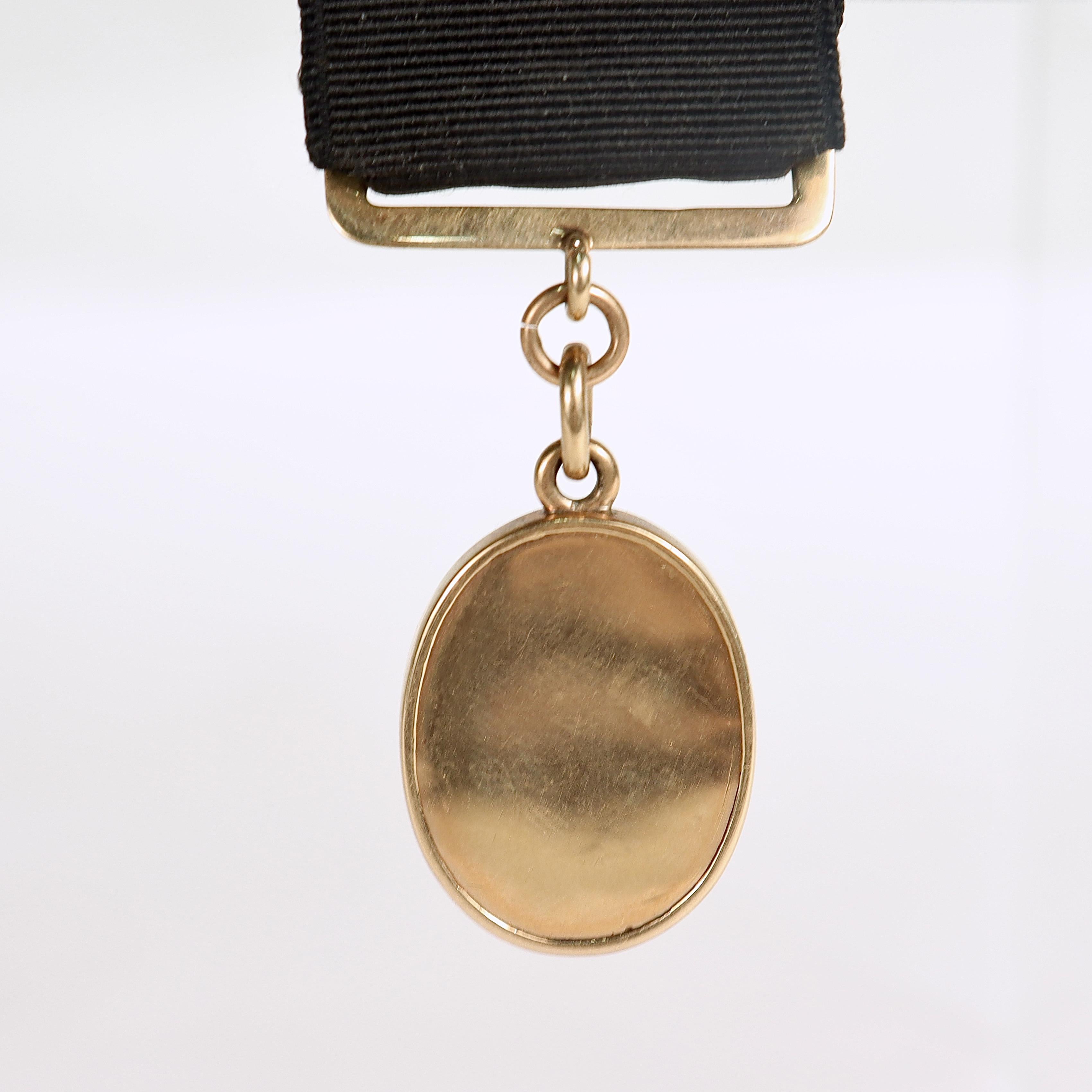 Cabochon Presentation Indian Penny / Gold Quartz Watch Fob from President Teddy Roosevelt For Sale