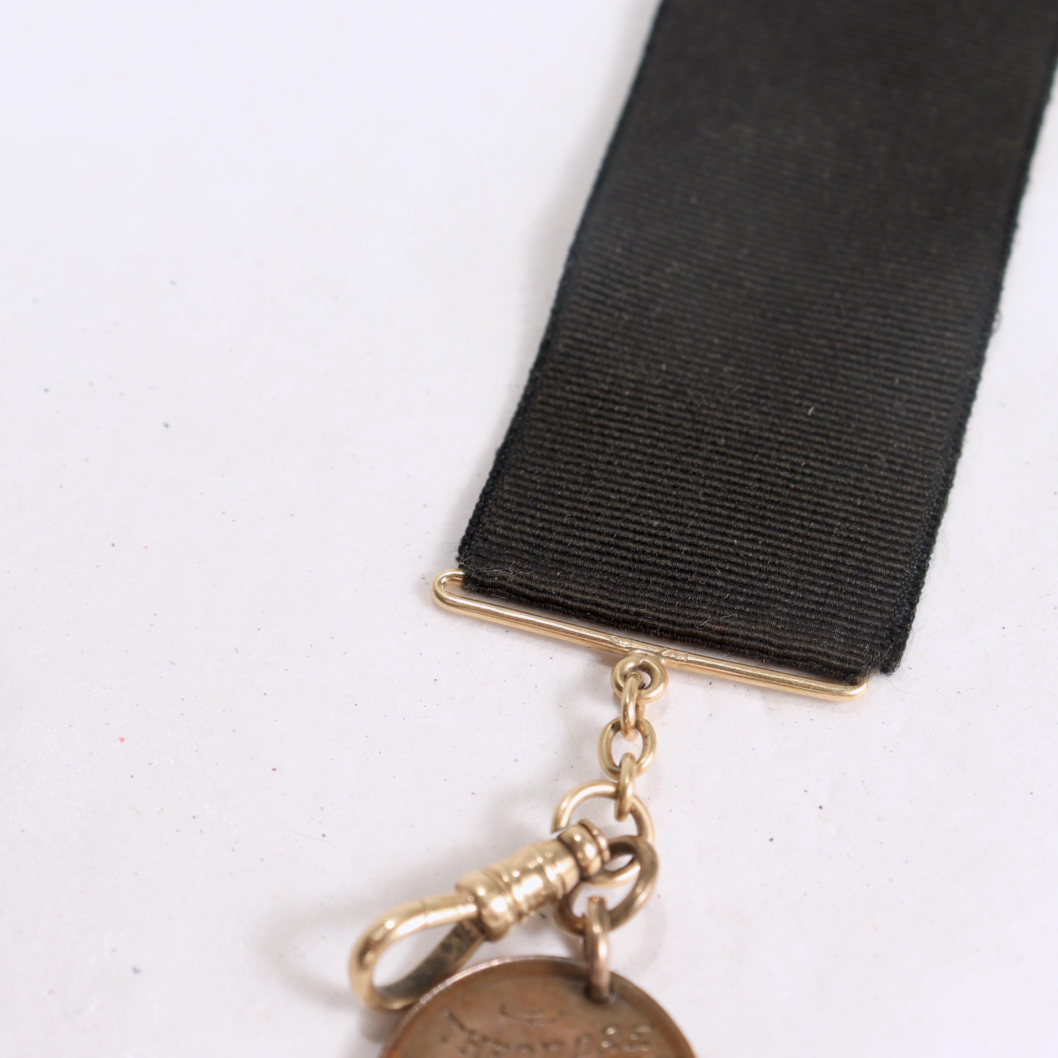 Presentation Indian Penny / Gold Quartz Watch Fob from President Teddy Roosevelt In Good Condition For Sale In Philadelphia, PA