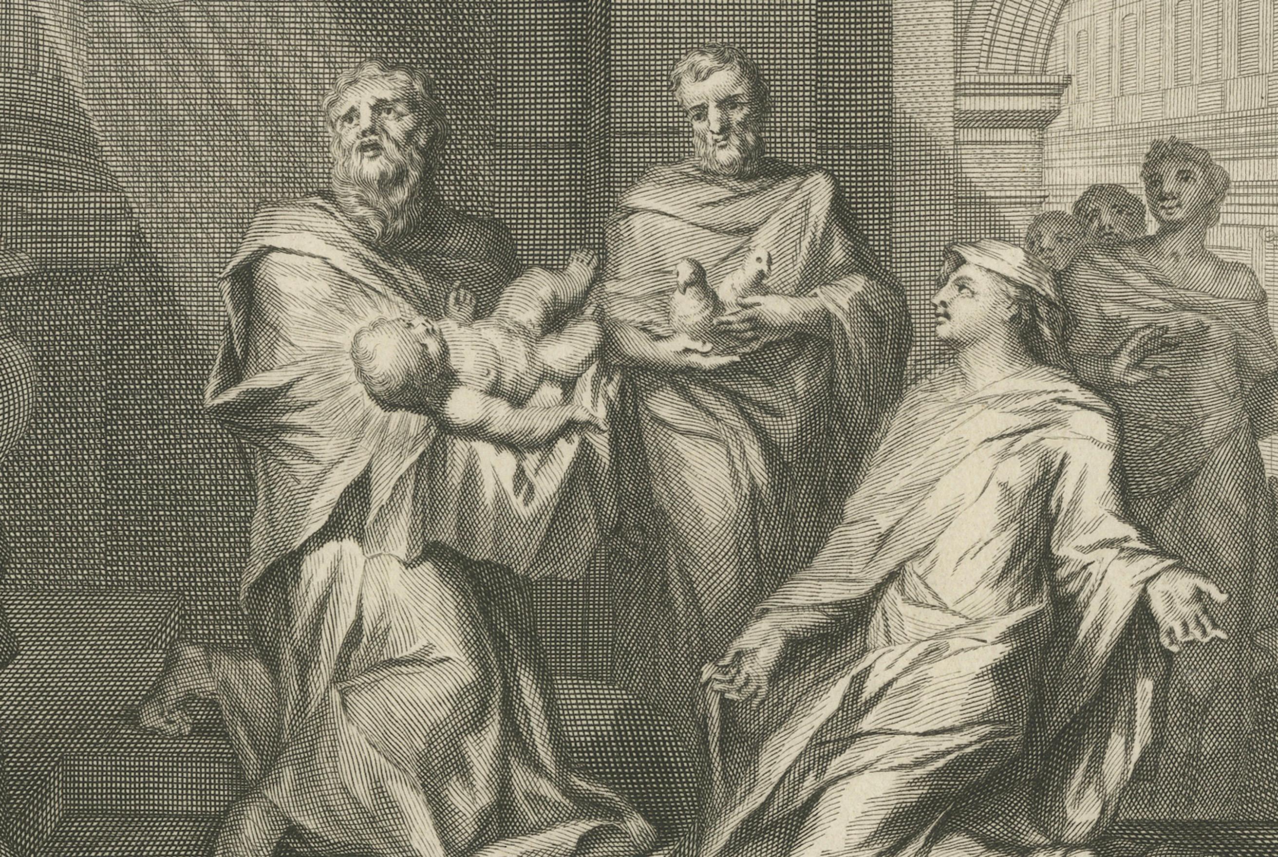 Darstellung von Christus im Tempel & Prophetin Anna, Pieter Mortier, um 1700 (Frühes 18. Jahrhundert) im Angebot