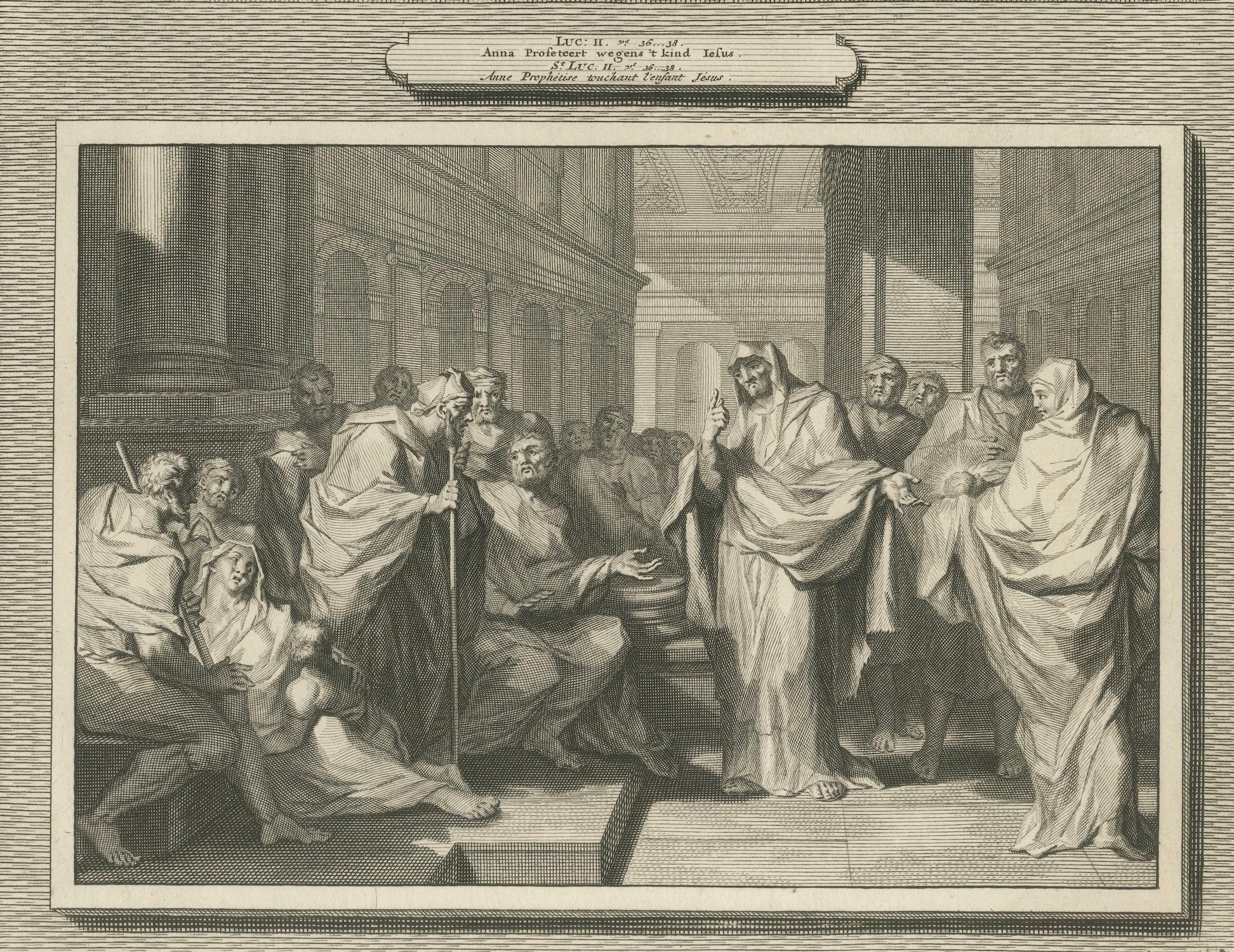 Darstellung von Christus im Tempel & Prophetin Anna, Pieter Mortier, um 1700 (Papier) im Angebot