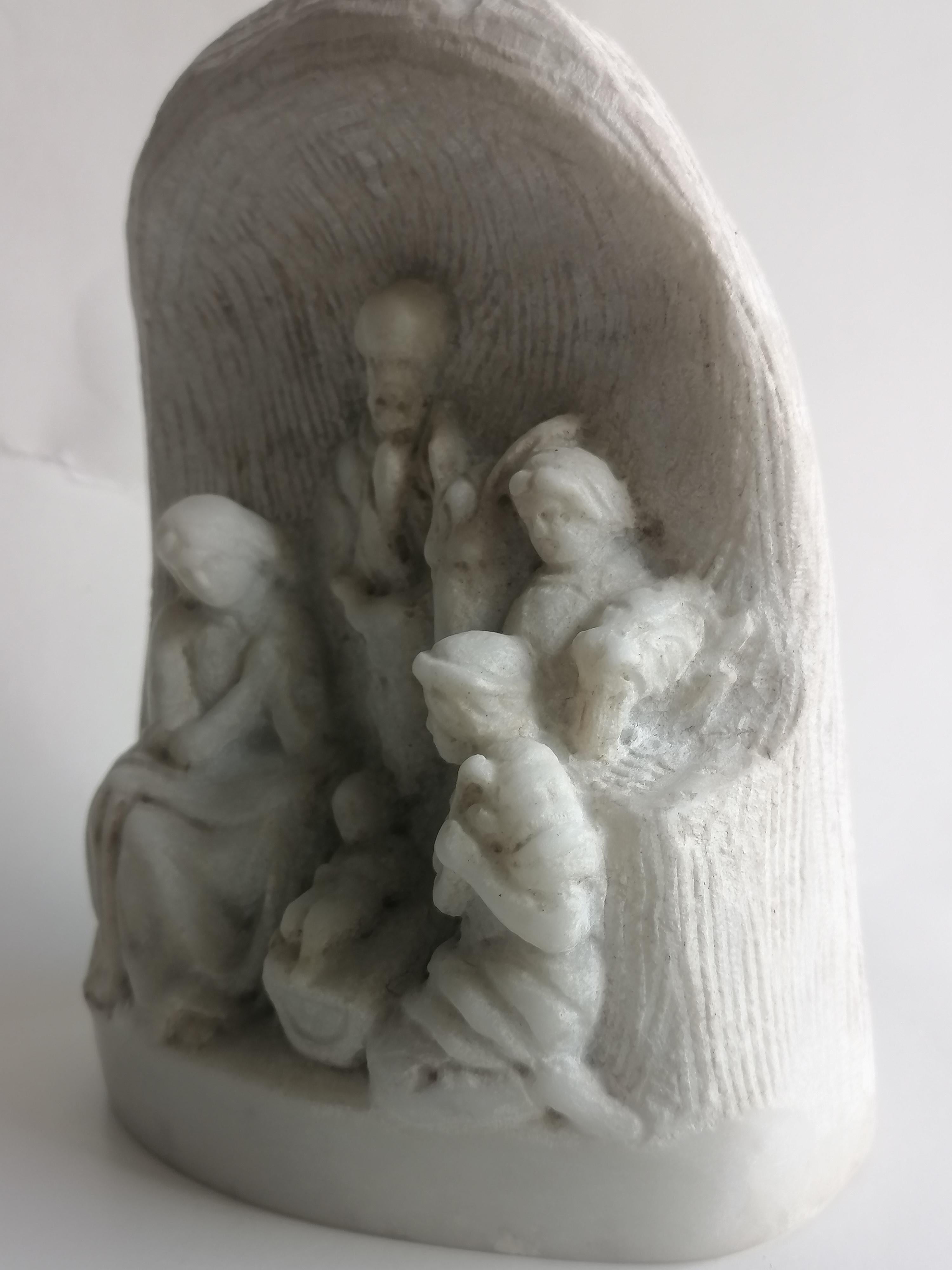 Hand-Crafted White Carrara marble nativity scene - made in Italy For Sale