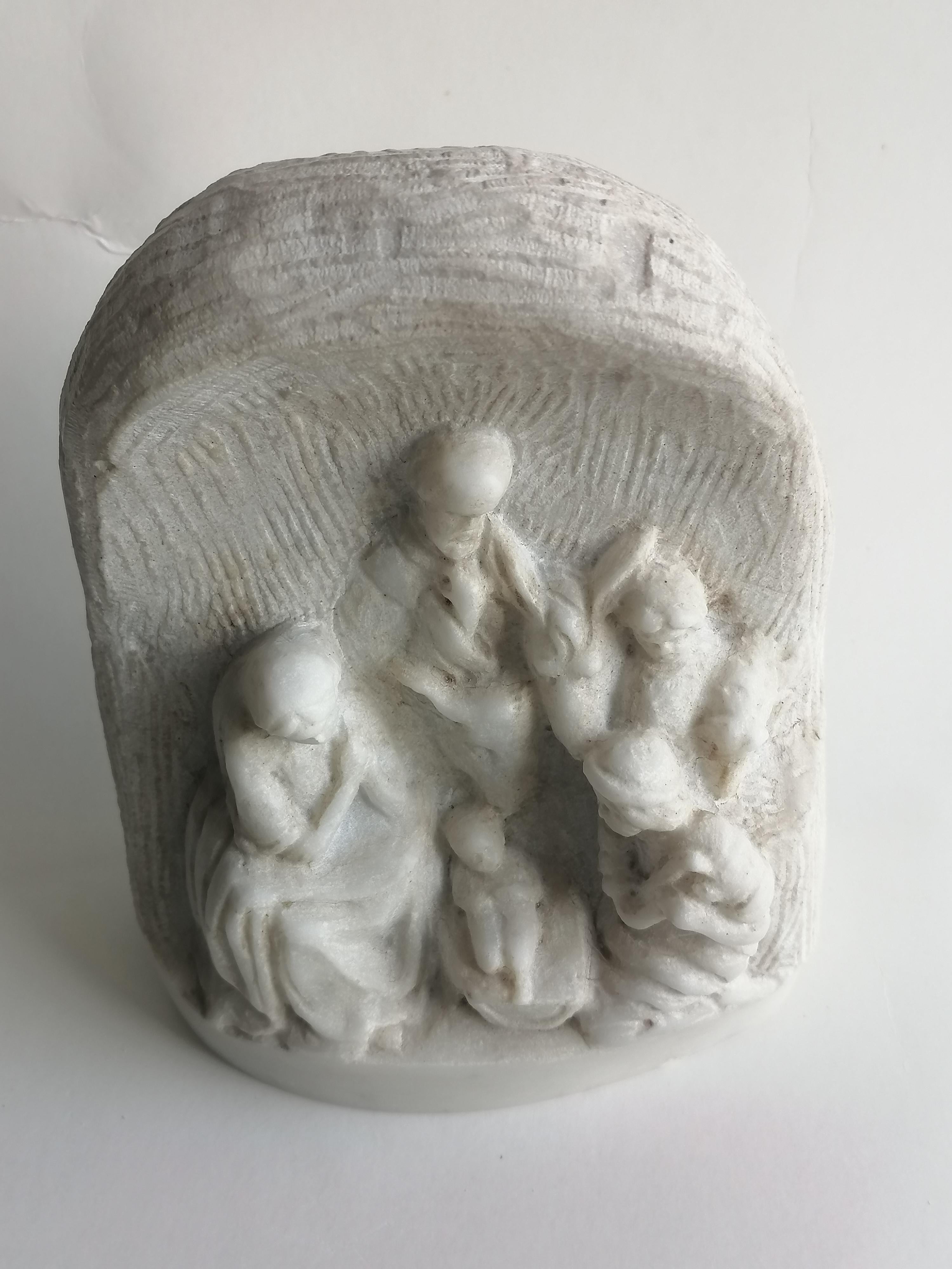Contemporary White Carrara marble nativity scene - made in Italy For Sale