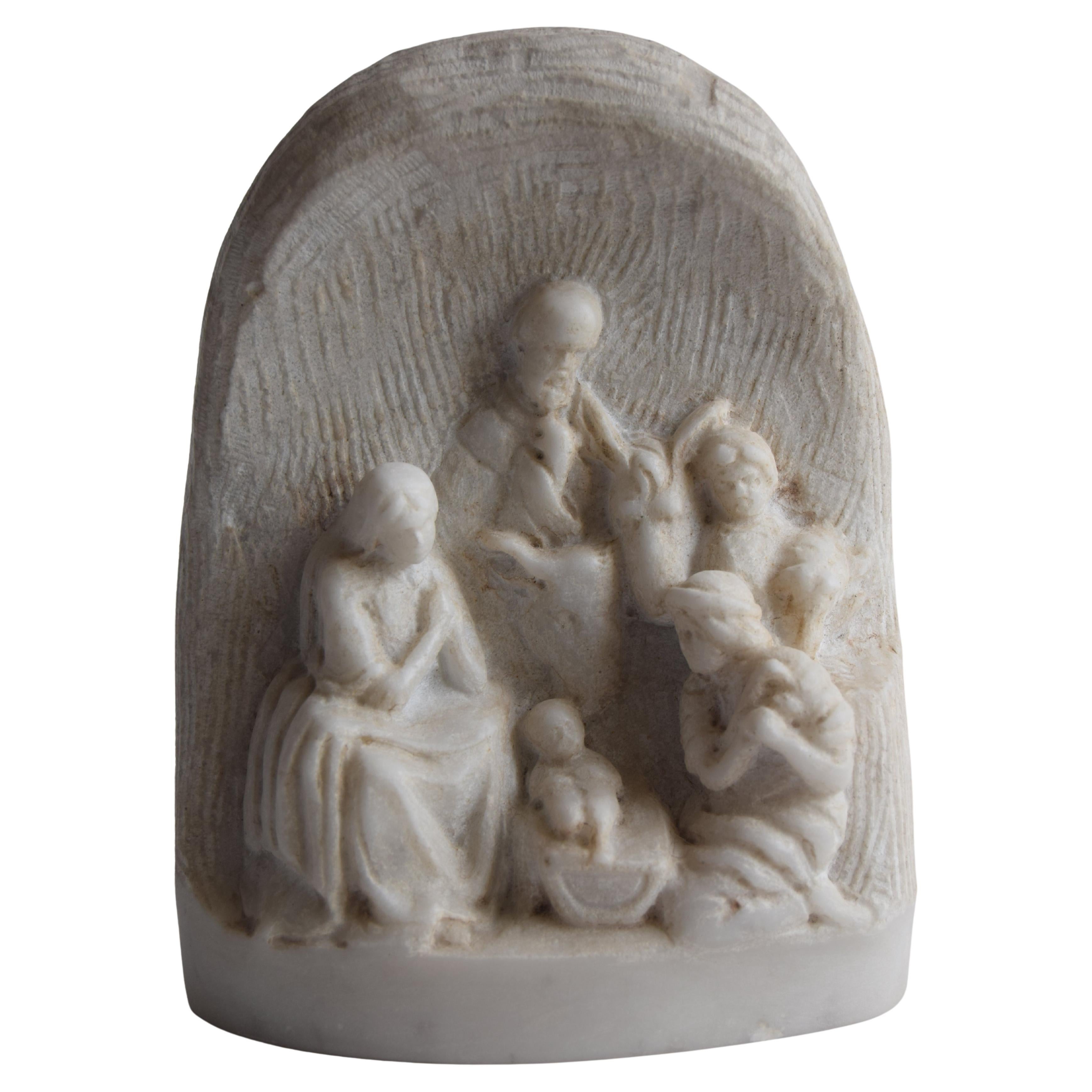 White Carrara marble nativity scene - made in Italy For Sale