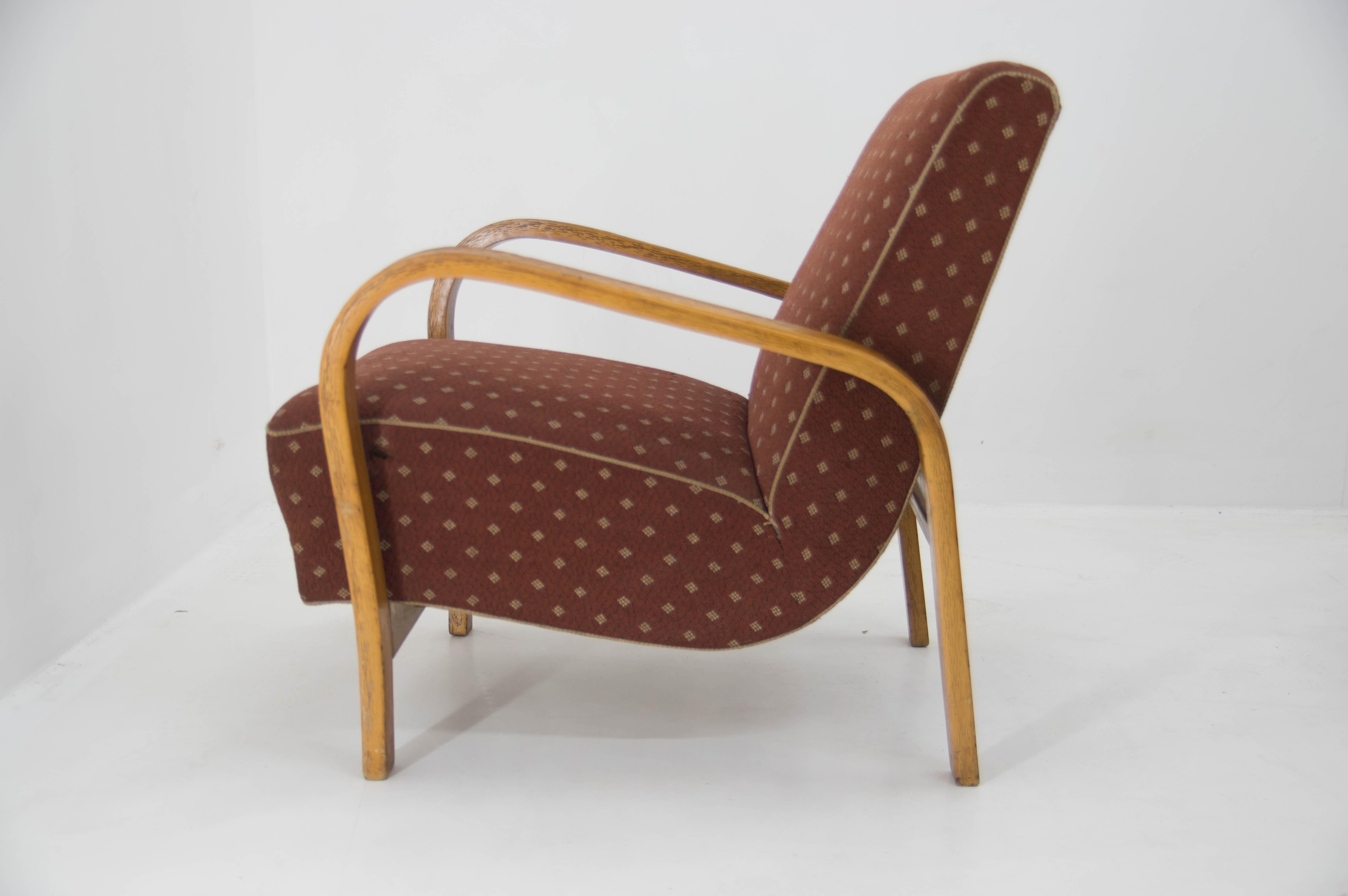 Mid-20th Century Preserved Armchair by Kozelka a Kropacek, 1950s For Sale