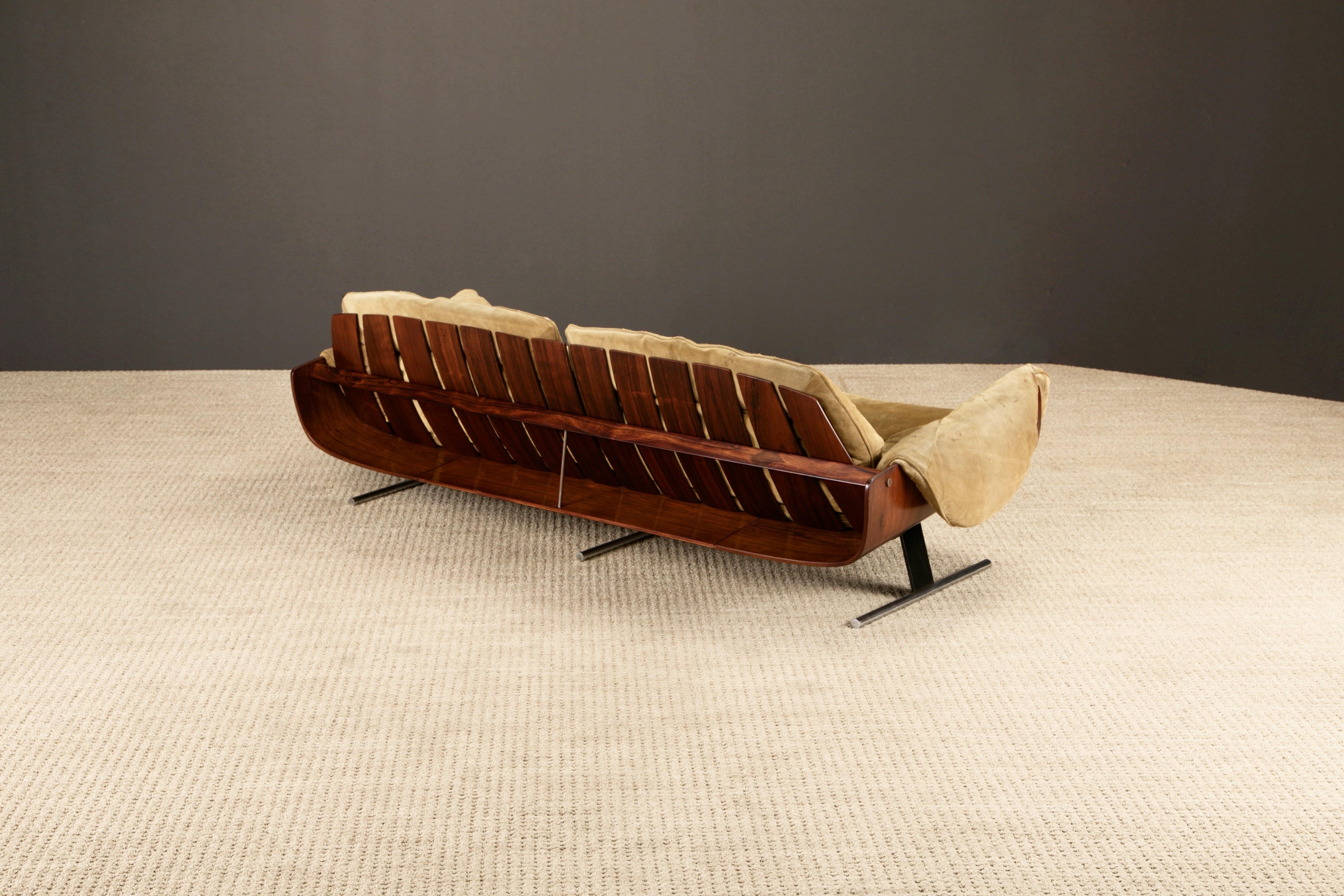 Steel 'Presidencial' Jacaranda Sofa by Jorge Zalszupin for L'Atelier Brazil, c. 1960