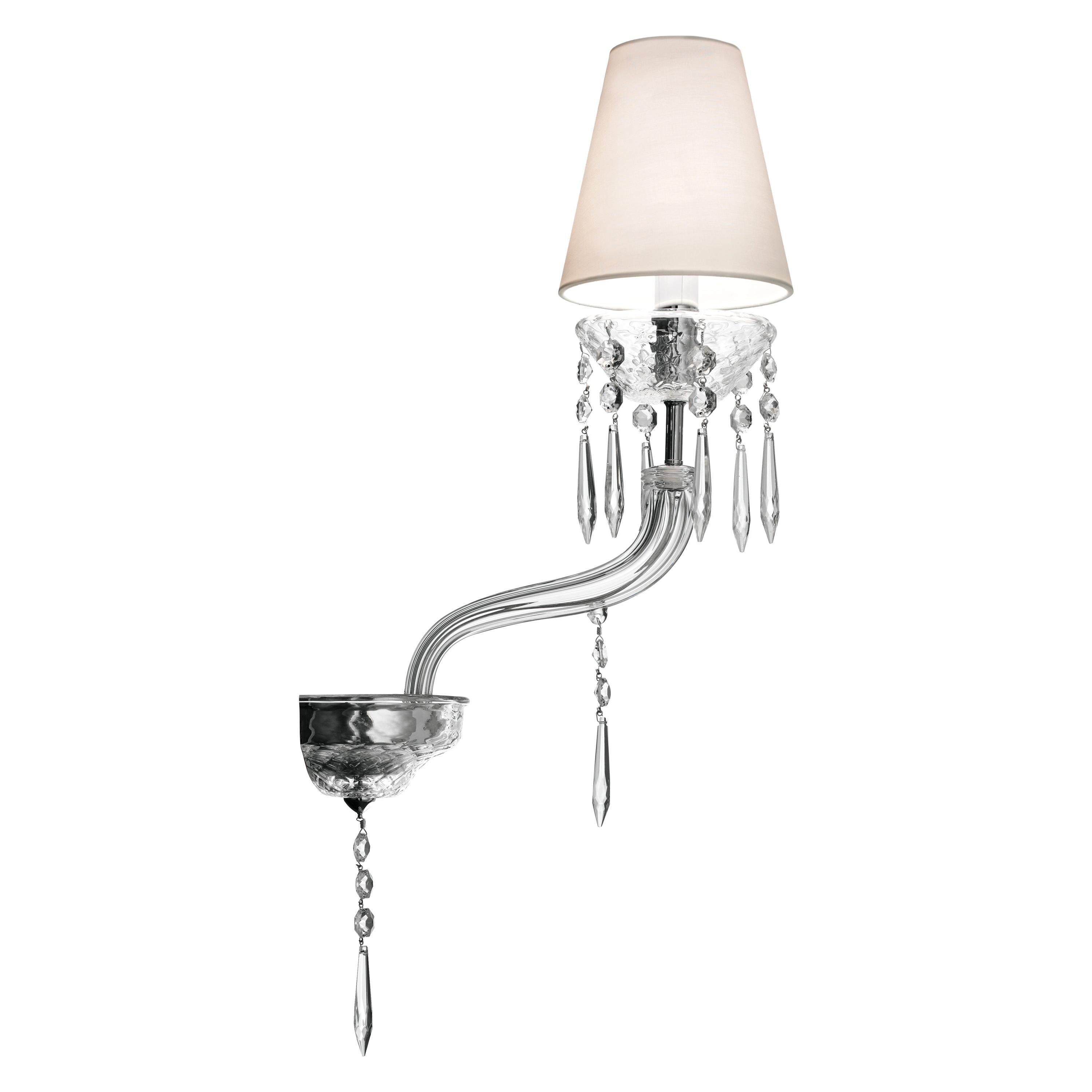 Clear (Crystal_CC) President 5695 01 Wall Scone in Glass with White Shade, by Barovier&Toso