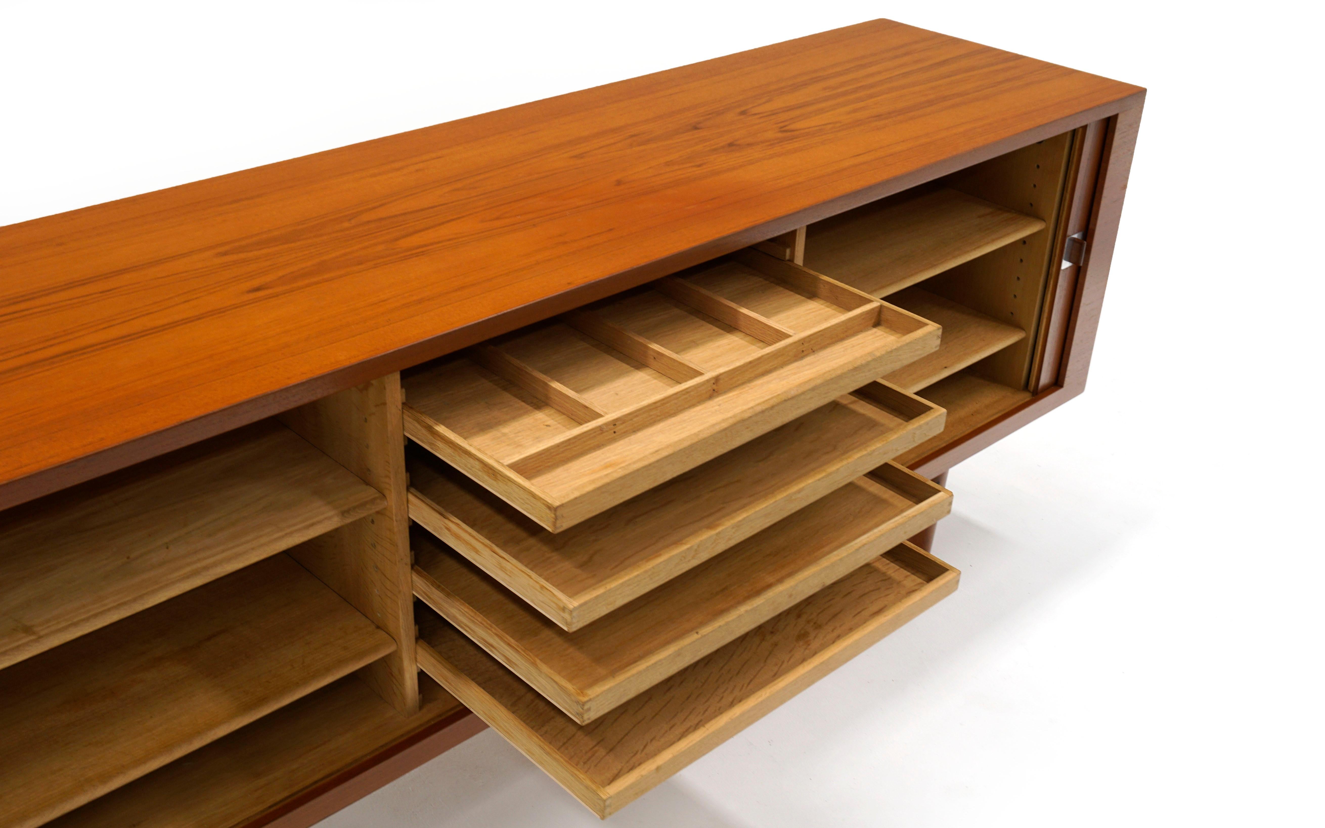 Danish President Credenza in Teak by Hans Wegner, Exceptional Example, Tambour Doors