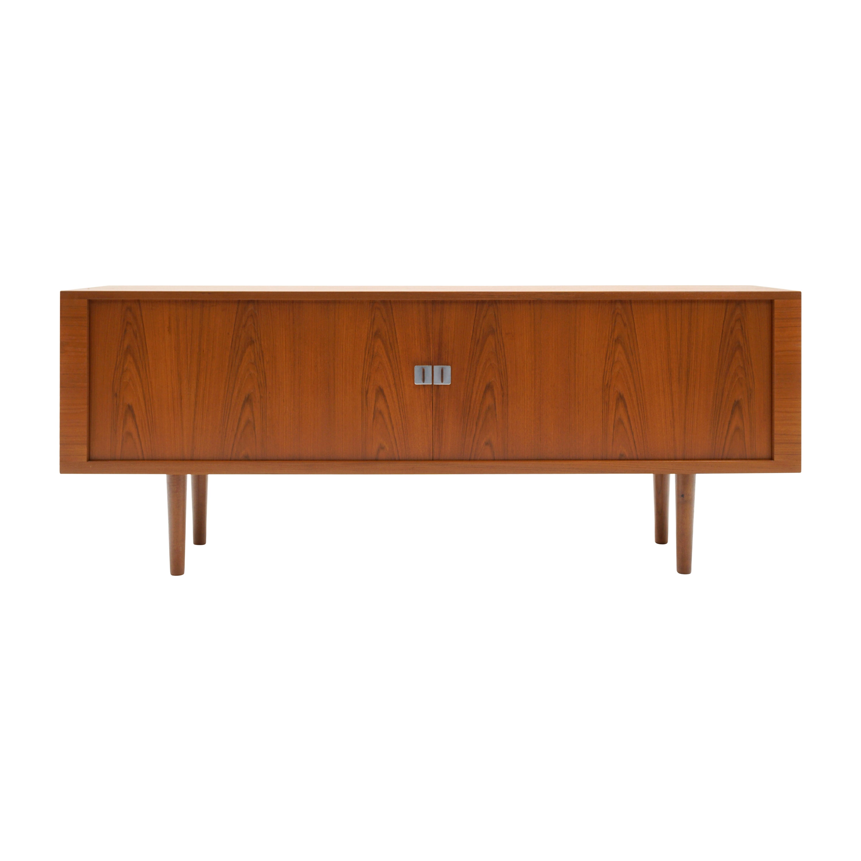President Credenza in Teak by Hans Wegner, Exceptional Example, Tambour Doors