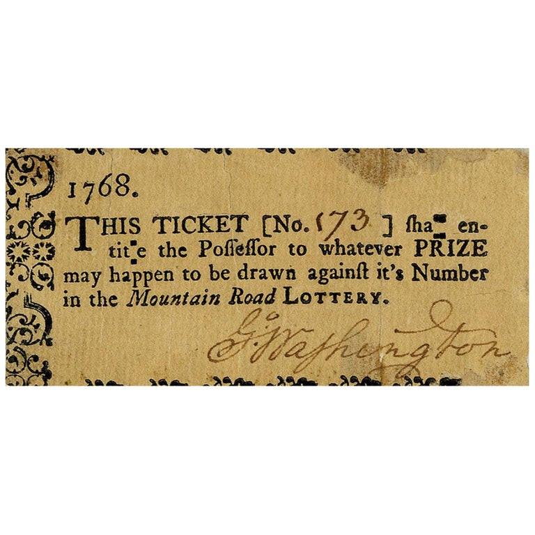 george washington signed lottery ticket