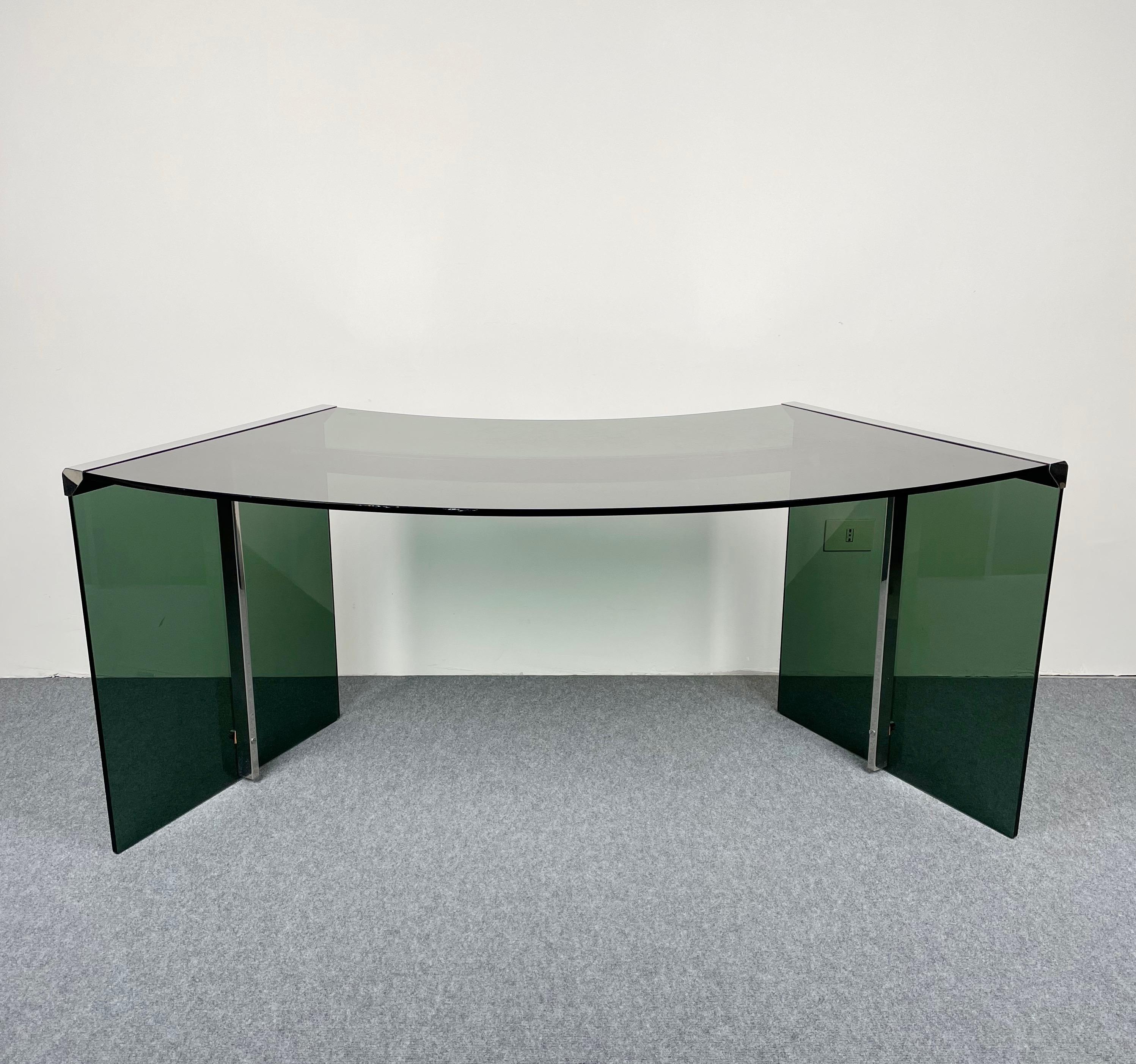 smoked glass desk