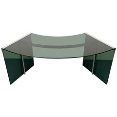 President Junior Desk by Gallotti & Radice, Smoked Glass & Steel, Italy, 1970s