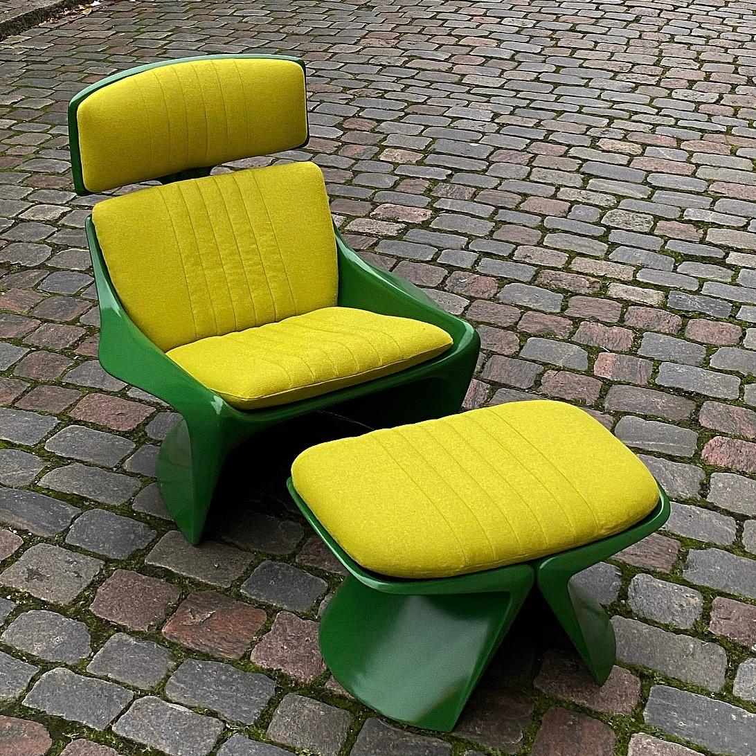 Space Age President Lounge Chair with Ottoman by Steen Østergaard for Cado, Denmark, 1970s