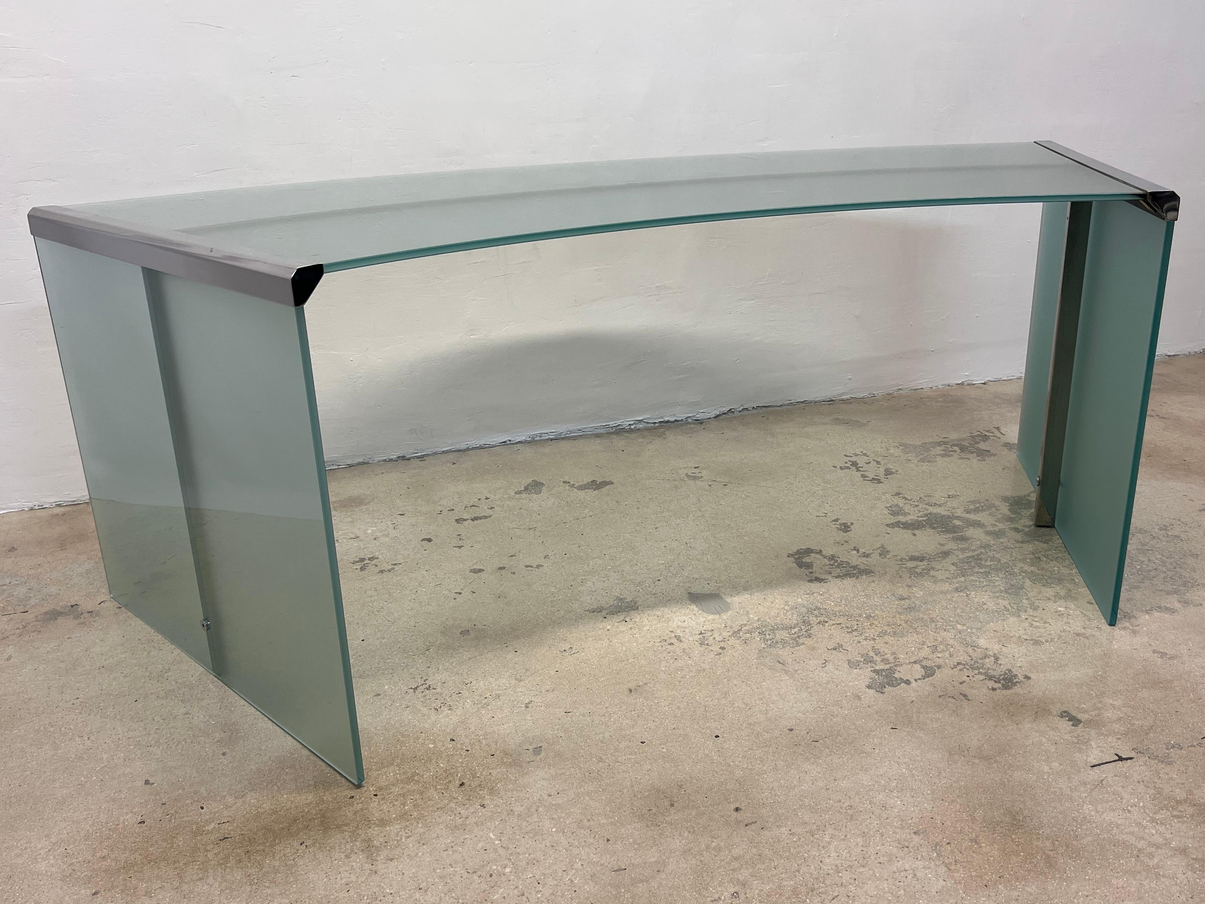 President Senior Frosted Green Glass and Chrome Desk by Gallotti and Radice For Sale 11