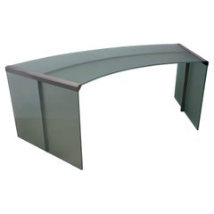 Scrivania President Senior in vetro verde smerigliato e cromo di Gallotti & Radice