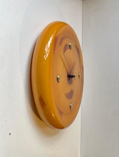 Orologio da parete President in vetro marmorizzato di Sidse Werner per Holmegaard, anni '70
