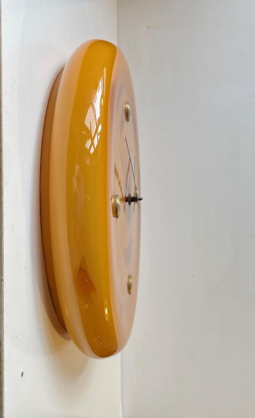 Scandinavian Modern President Wall Clock in Marble Glass by Sidse Werner for Holmegaard, 1970s