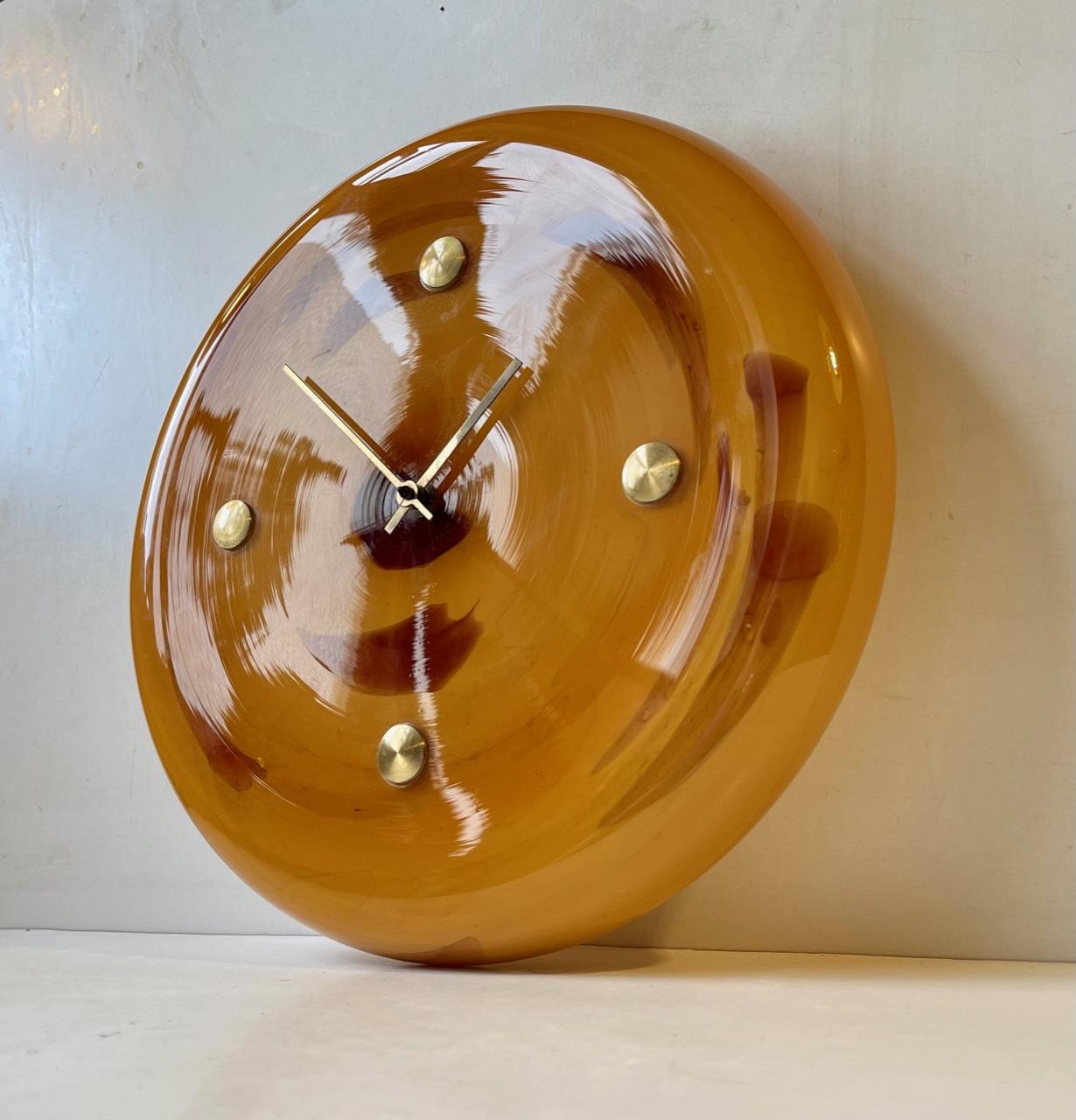 President Wall Clock in Marble Glass by Sidse Werner for Holmegaard, 1970s In Good Condition In Esbjerg, DK