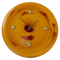 Vintage President Wall Clock in Marble Glass by Sidse Werner for Holmegaard, 1970s