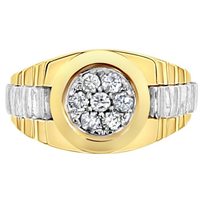 Presidential Rolex Style Diamond Cluster Ring 14k Two-Toned  For Sale