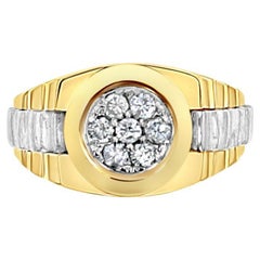 Presidential Rolex Style Diamond Cluster Ring 14k Two-Toned 