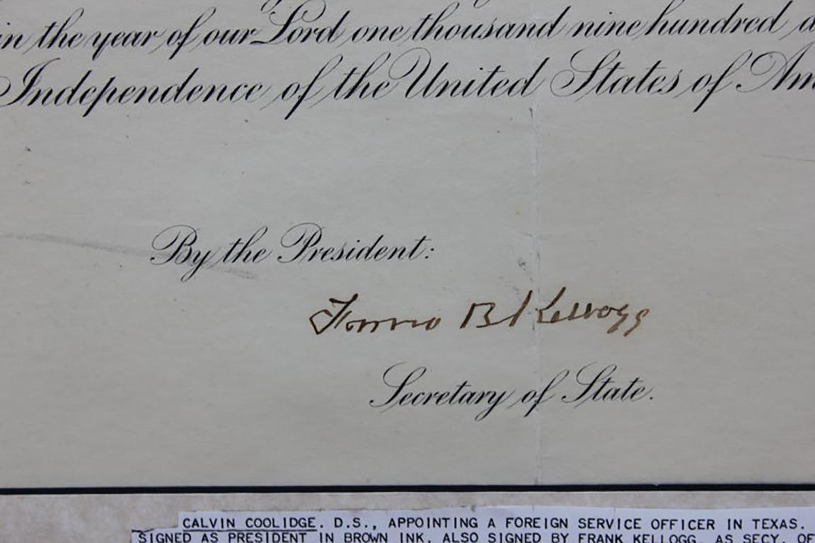Moderne Sceau présidentielle avec document signé Calvin Coolidge en vente