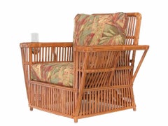 Presidents Art Deco Stick Reed Rattan "Nantucket" Lounge Armchair
