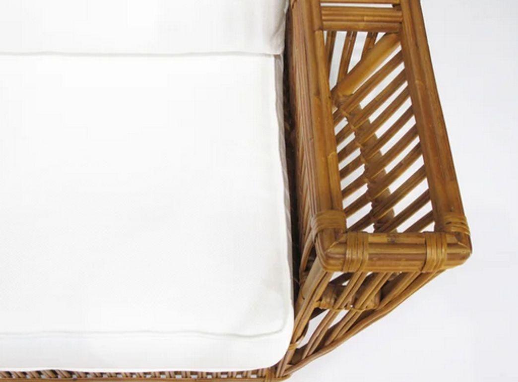 American Presidents Art Deco Stick Reed Rattan Nantucket Lounge Armchair For Sale