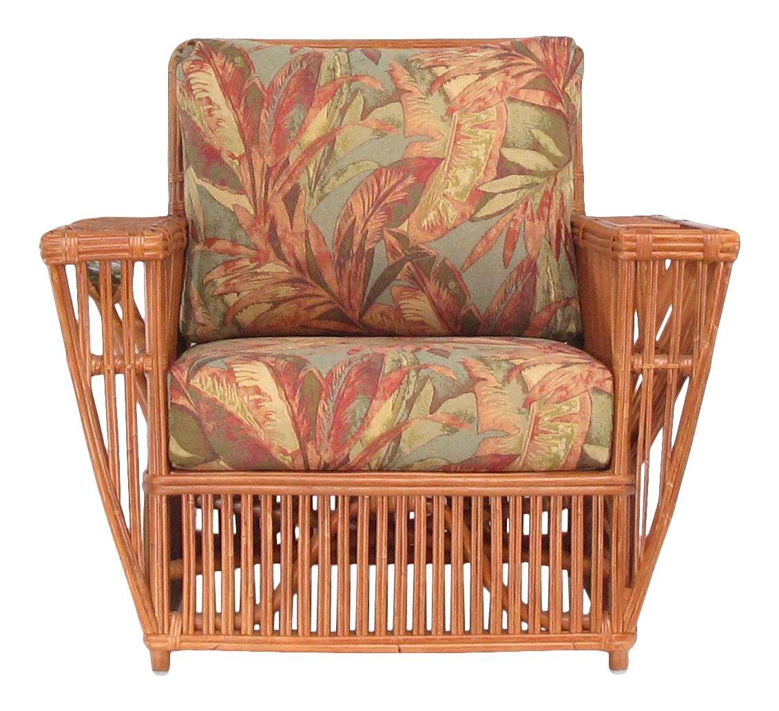 Presidents Art Deco Stick Reed Rattan Nantucket Lounge Armchair In Excellent Condition For Sale In Van Nuys, CA