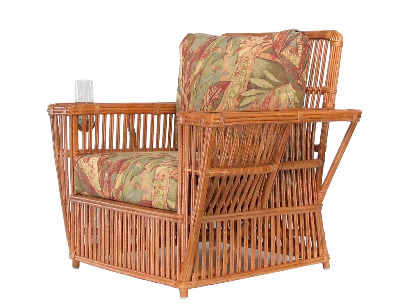 Late 20th Century Presidents Art Deco Stick Reed Rattan Nantucket Lounge Armchair For Sale