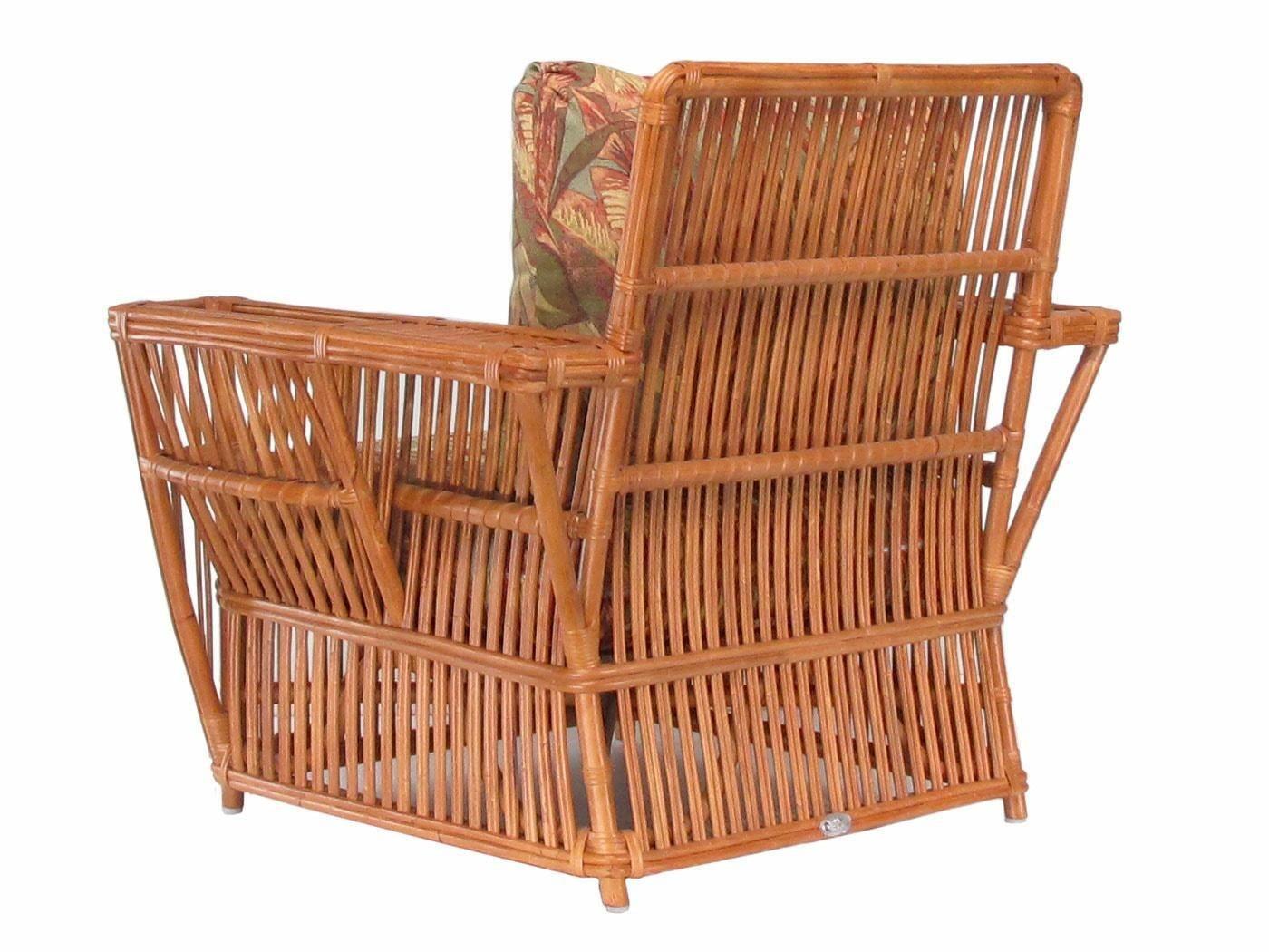 Presidents Art Deco Stick Reed Rattan Nantucket Lounge Armchair For Sale 1