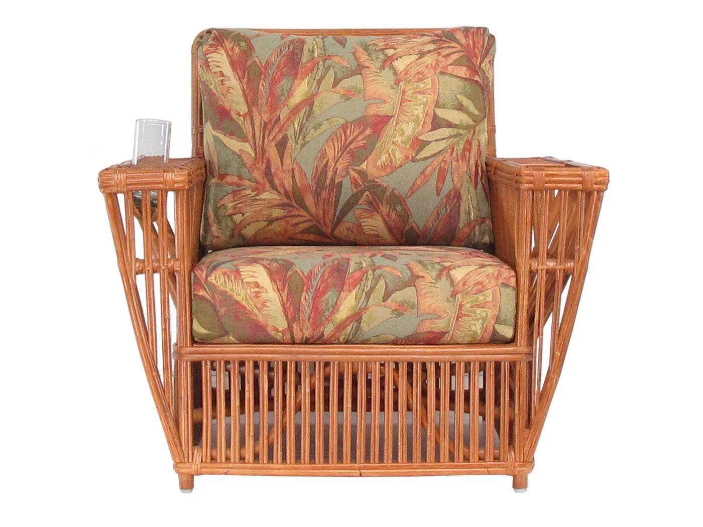 Presidents Art Deco Stick Reed Rattan Nantucket Lounge Armchair For Sale 2