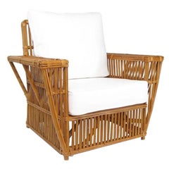 Présidents Art Deco Stick Reed Rattan Nantucket Lounge Armchair
