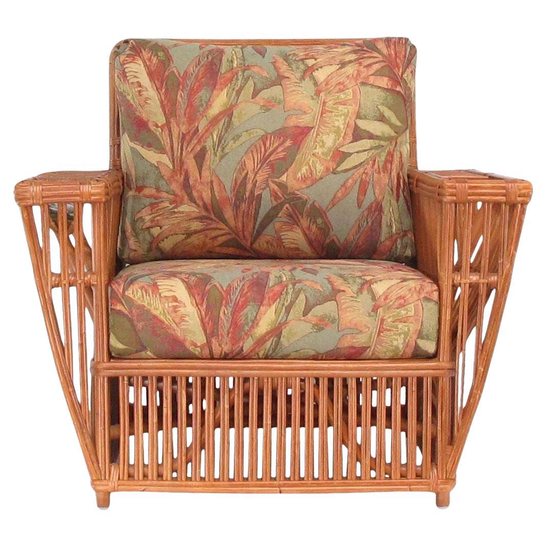 Presidents Art Deco Stick Reed Rattan "Nantucket" Lounge Armchair