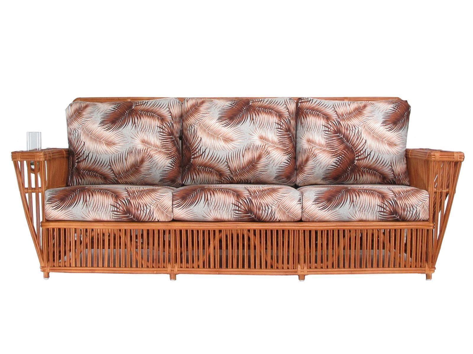 Late 20th Century Presidents Stick Reed Rattan Nantucket 3 Seat Sofa For Sale