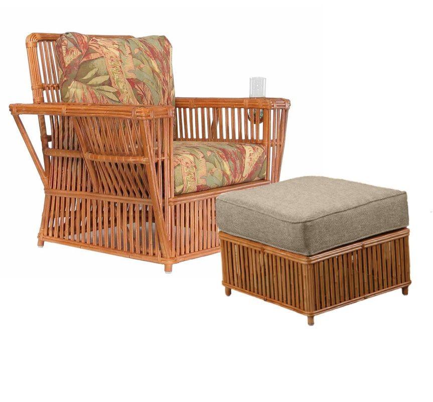 Stick Rattan “Nantucket” Lounge Chair & Ottoman Living Room Set

This striking Nantucket lounge set features classic stick rattan framing with tightly woven wicker wrappings, offering both form and function. Each lounge chair includes thoughtful